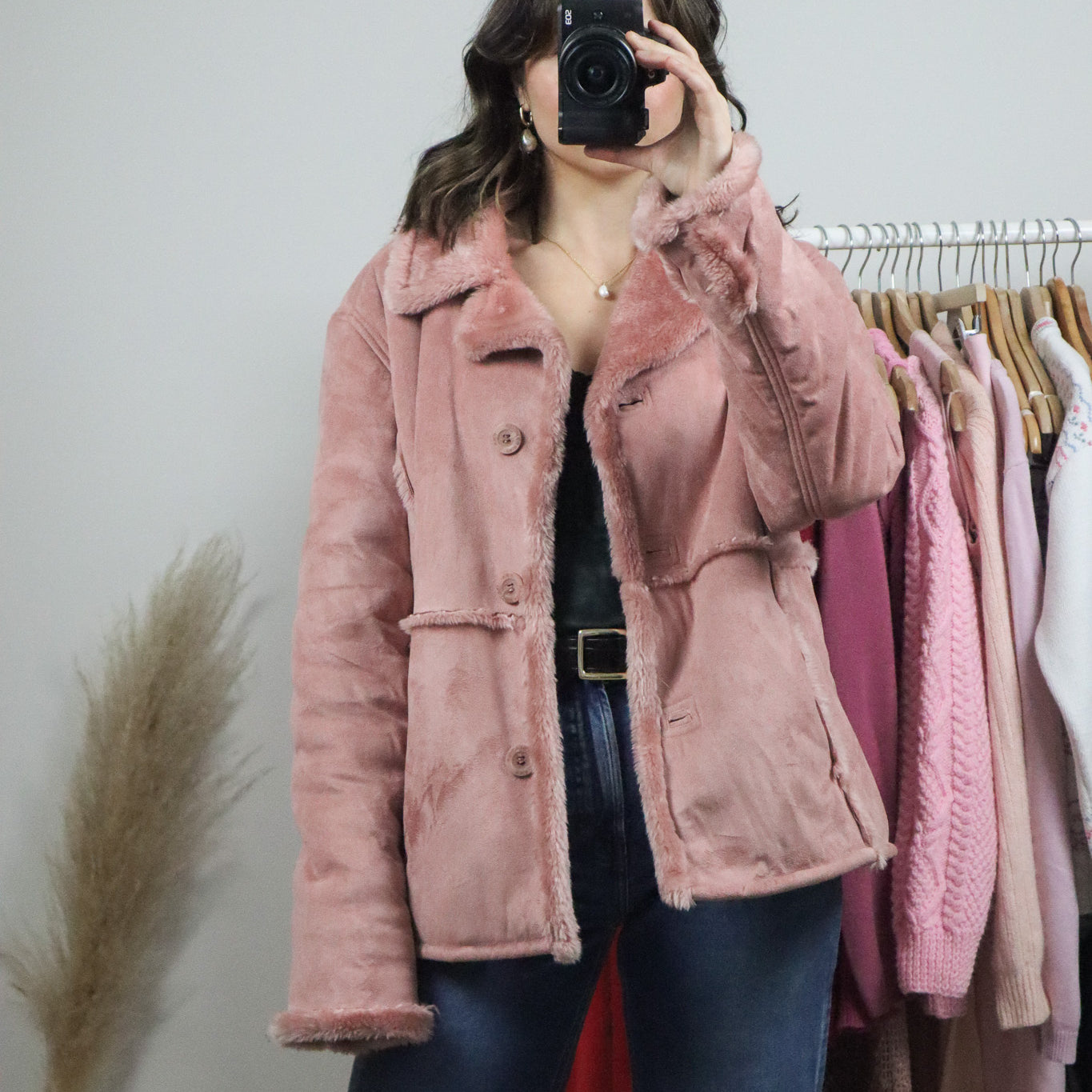 Vintage x Faux Suede/Faux Fur Coat (M)