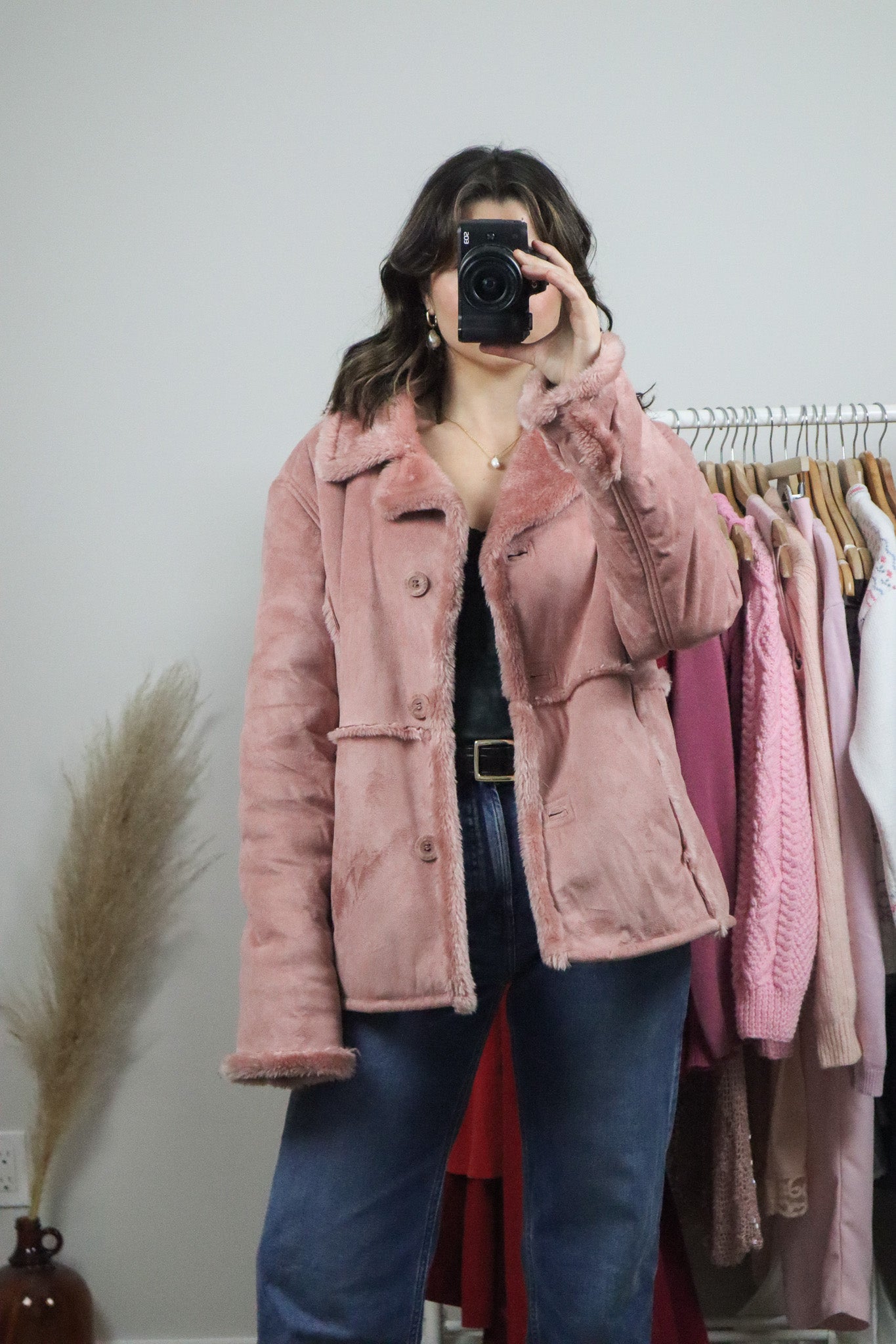 Vintage x Faux Suede/Faux Fur Coat (M)