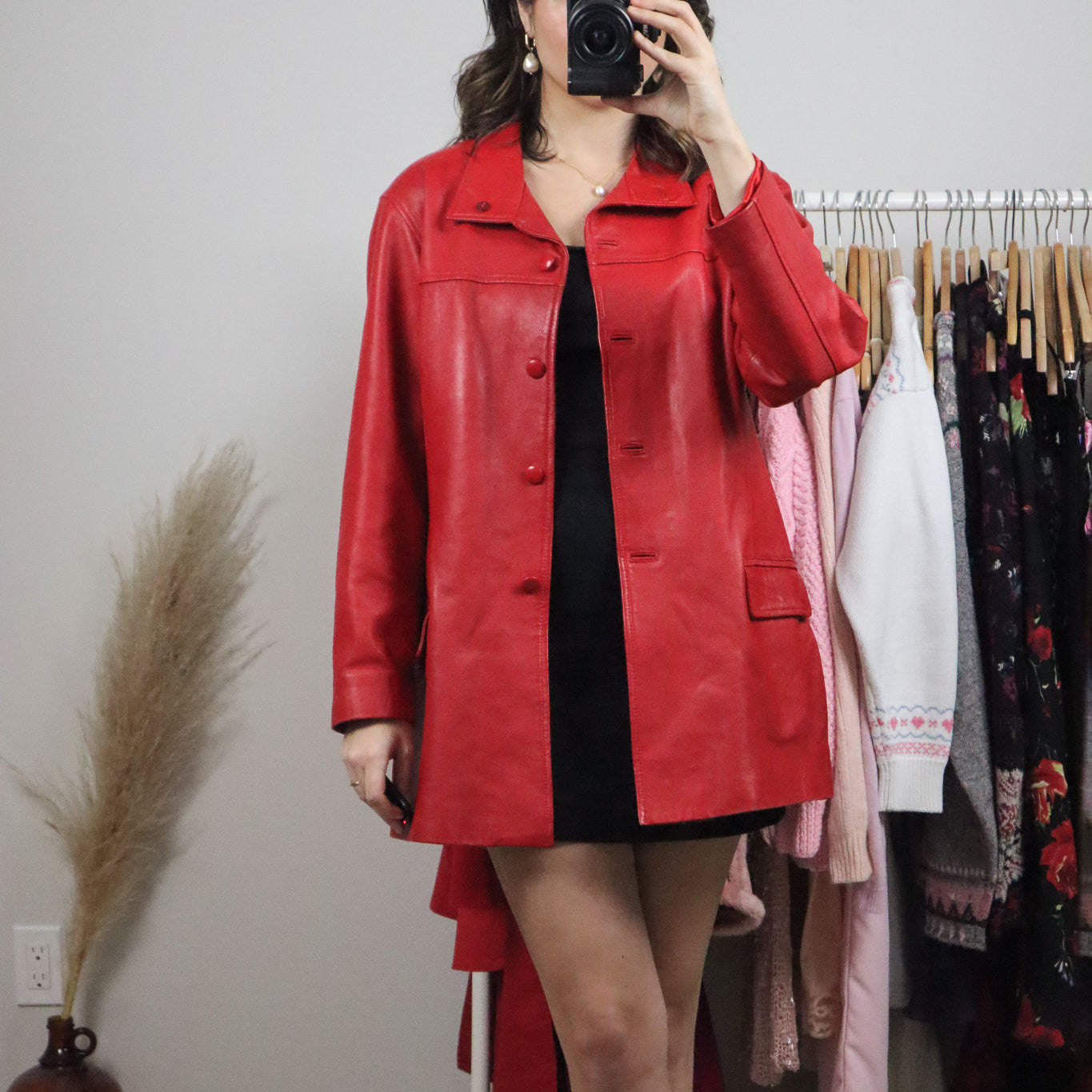 Vintage x Red Leather Jacket (S/M)
