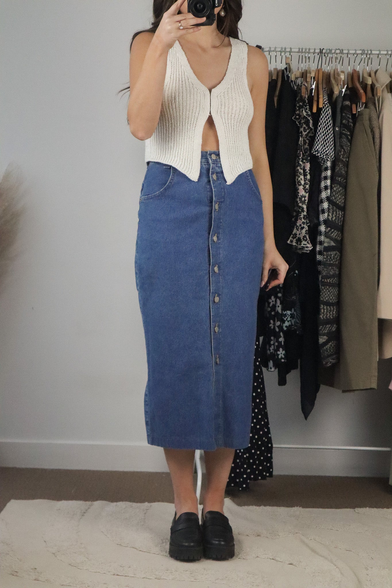 Made in Canada x Vintage x Denim Button Down Skirt (4)