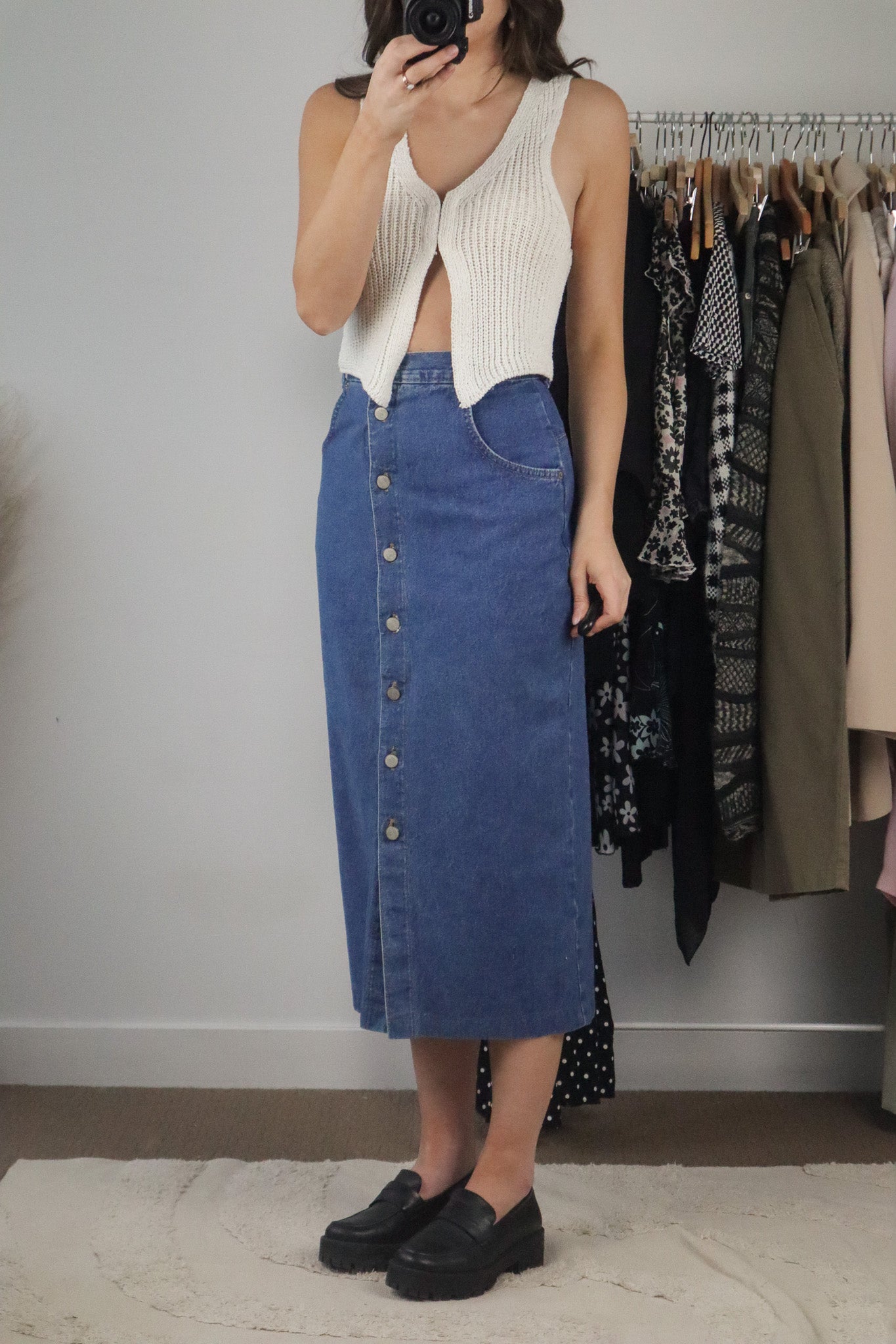 Made in Canada x Vintage x Denim Button Down Skirt (4)
