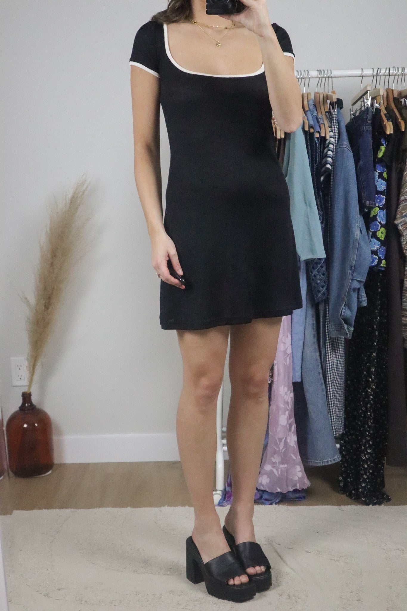 Vintage x Contrast Ribbed Dress (M)