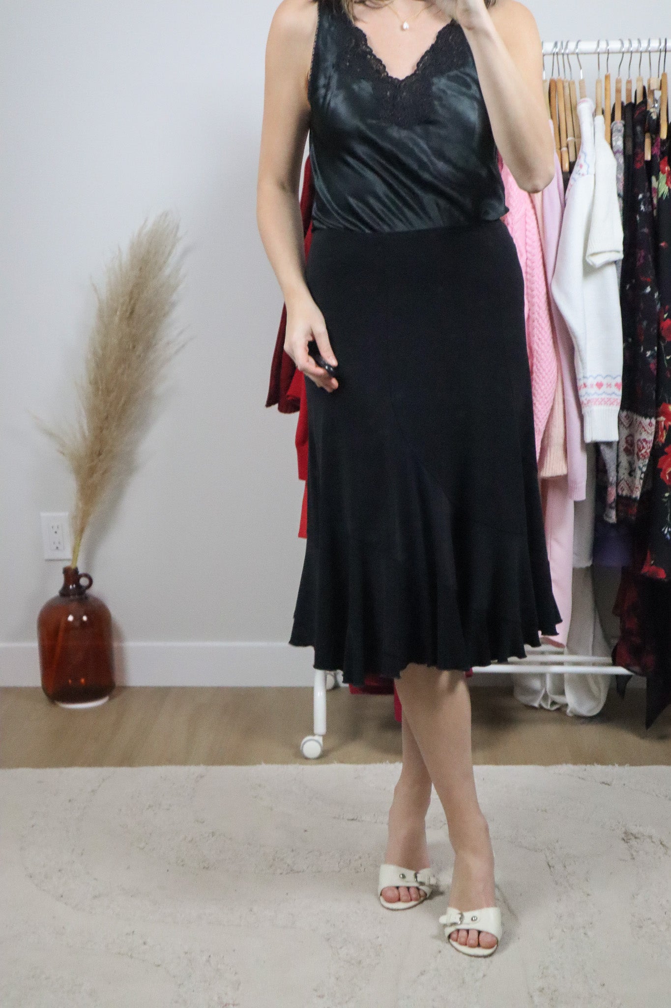 Vintage x Ruffle Midi Skirt (M)