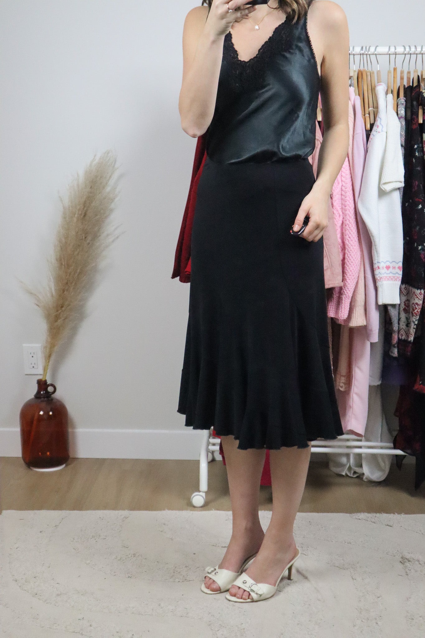 Vintage x Ruffle Midi Skirt (M)