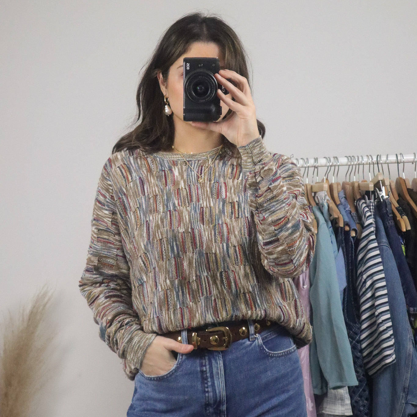 Vintage x 3D Textured Pattern Knit Sweater (S/M)