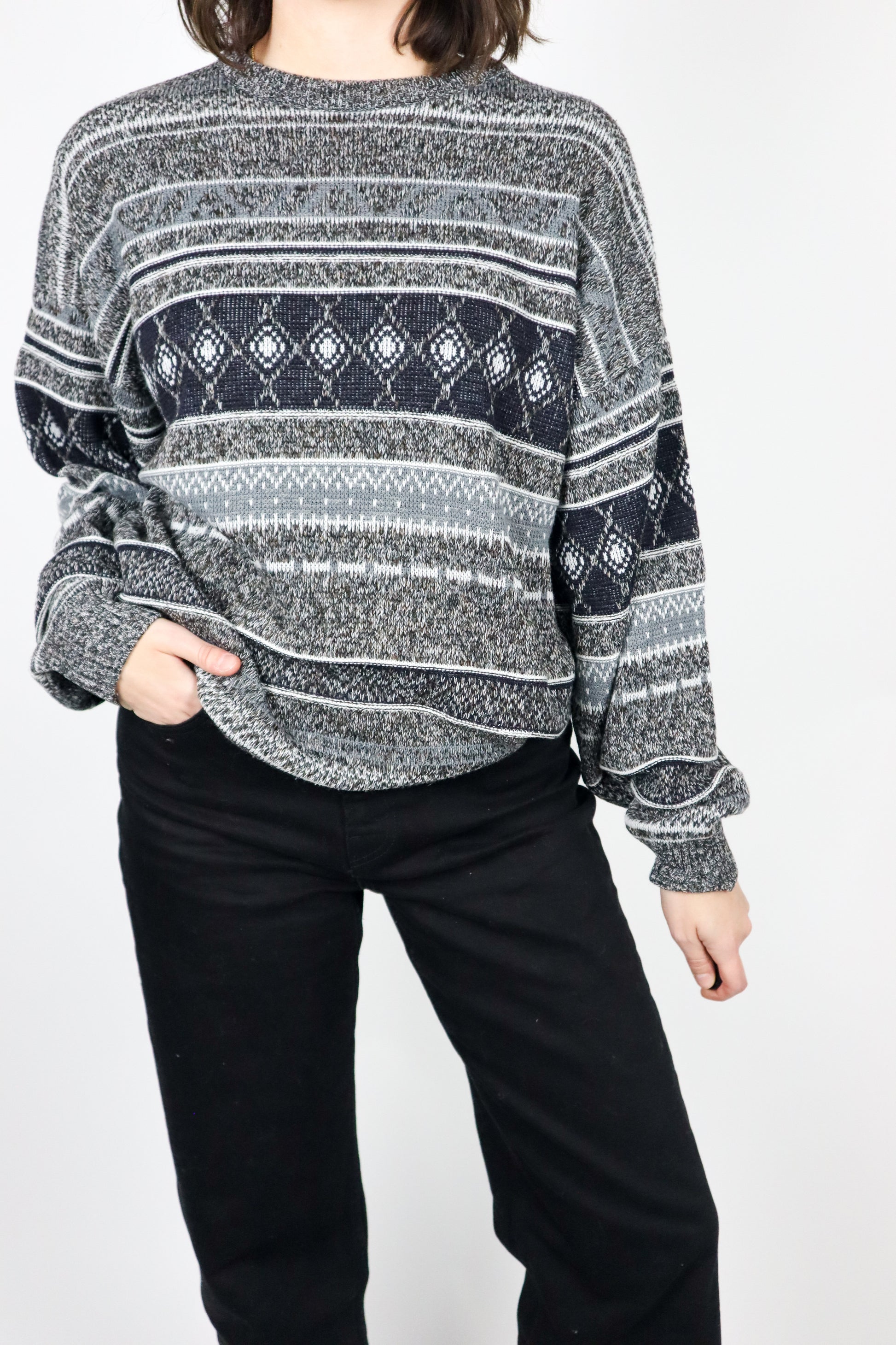 Vintage x Made in Canada x Patterned Knit (S/M)