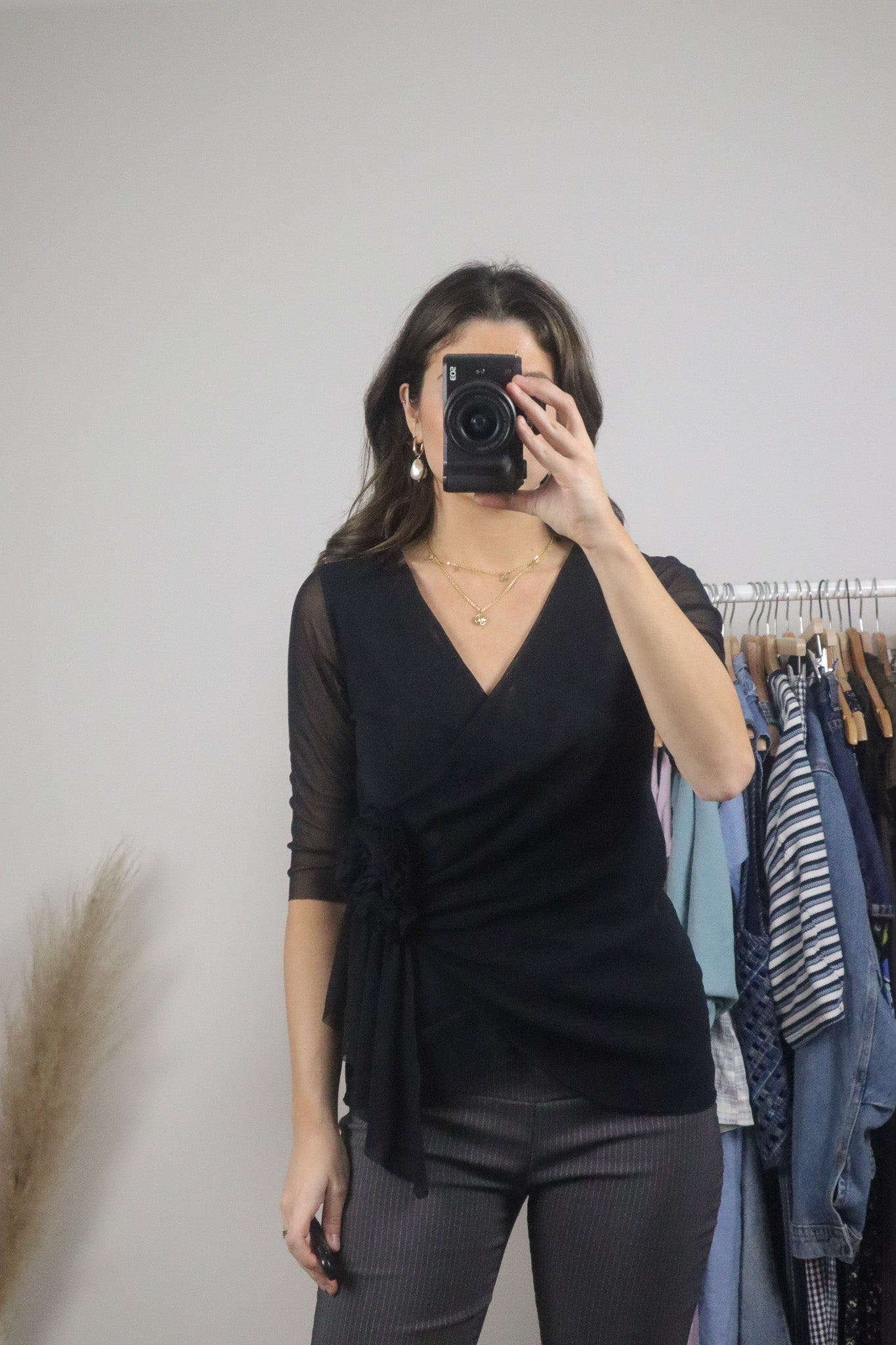 Vintage x Mesh Rosette Blouse (M)