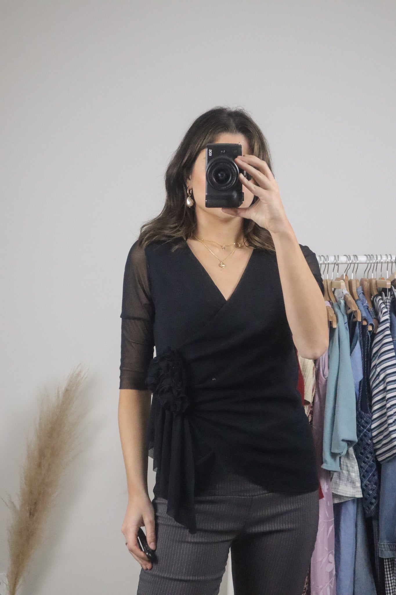 Vintage x Mesh Rosette Blouse (M)