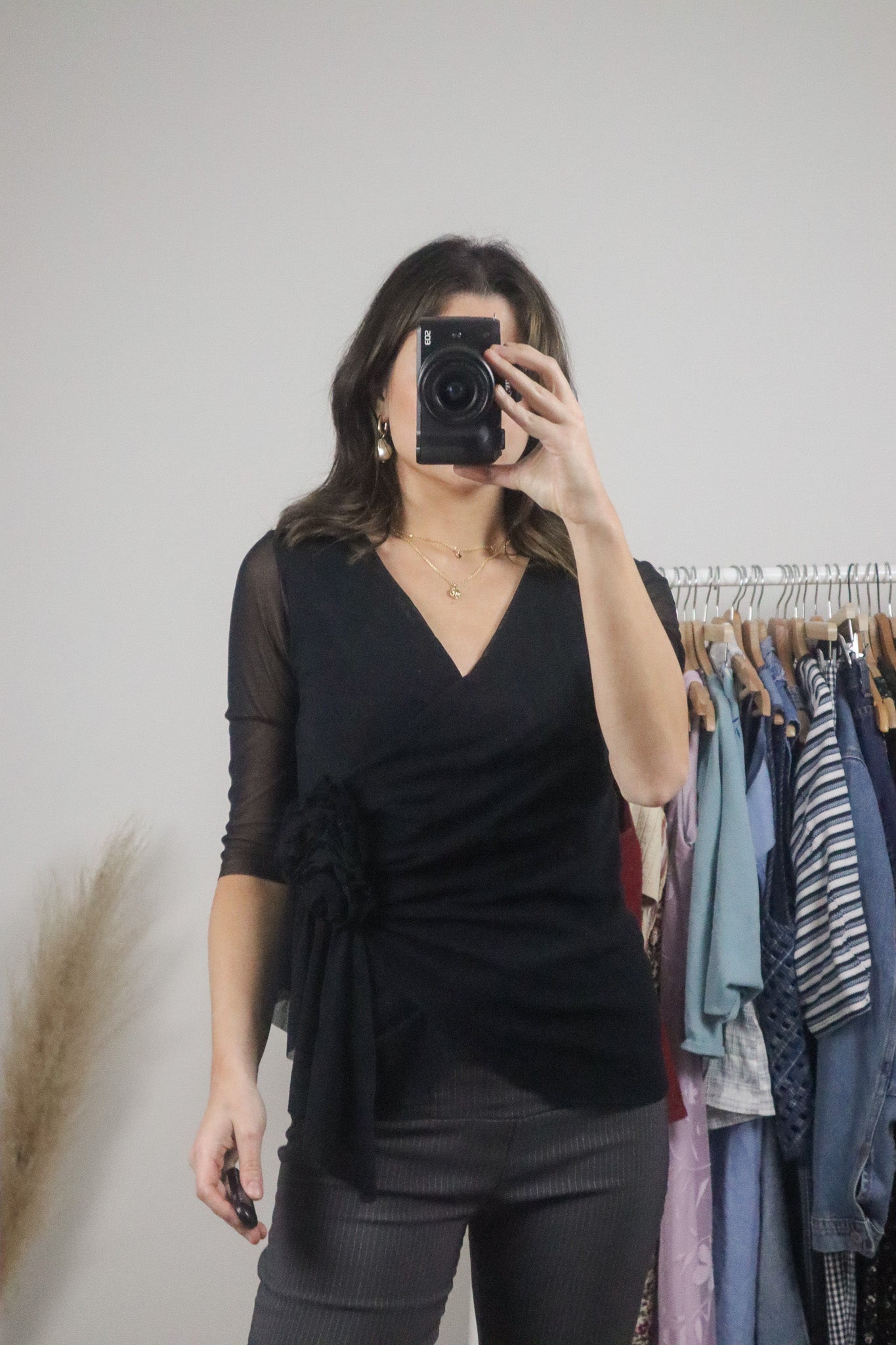 Vintage x Mesh Rosette Blouse (M)