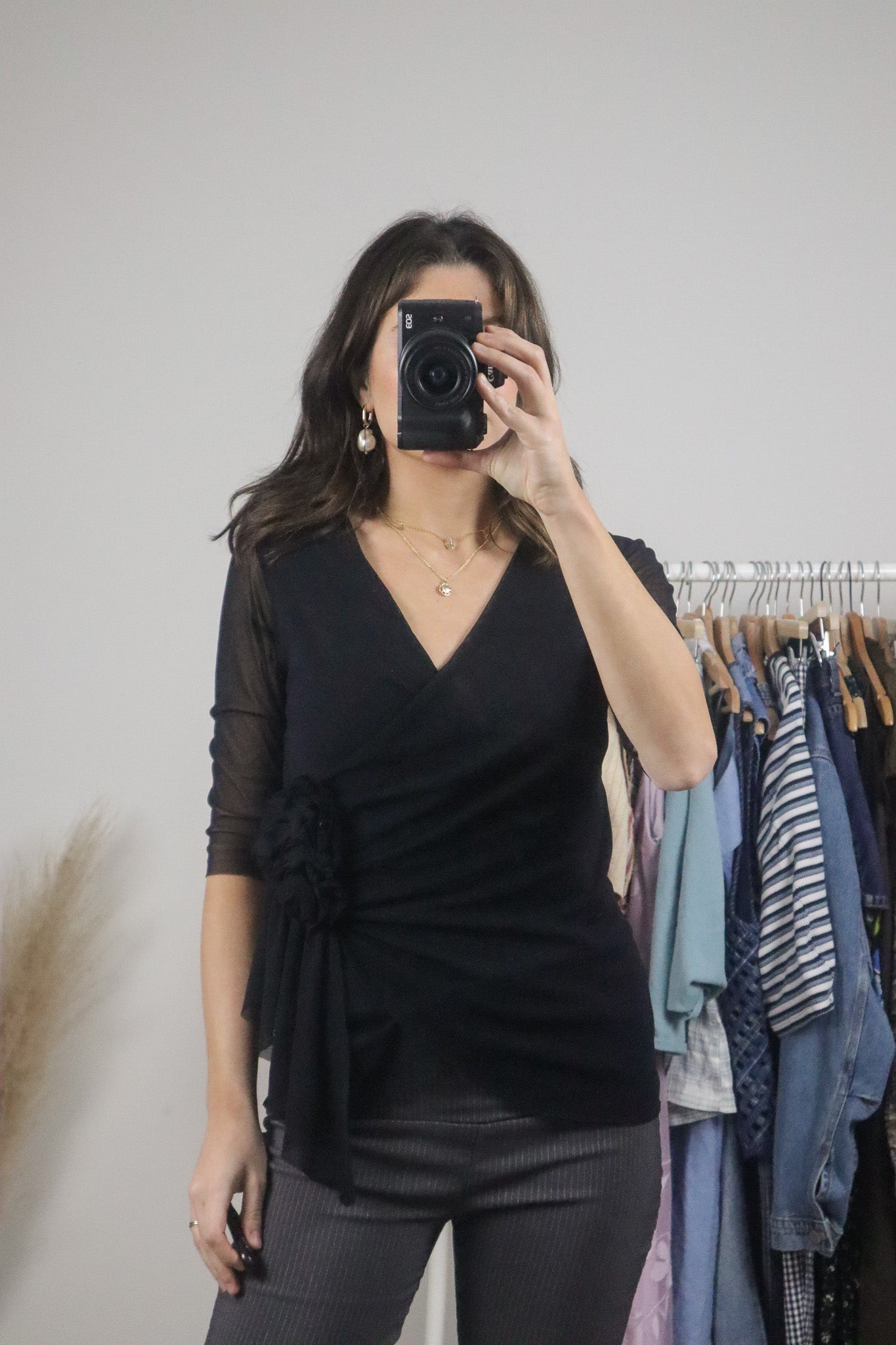 Vintage x Mesh Rosette Blouse (M)