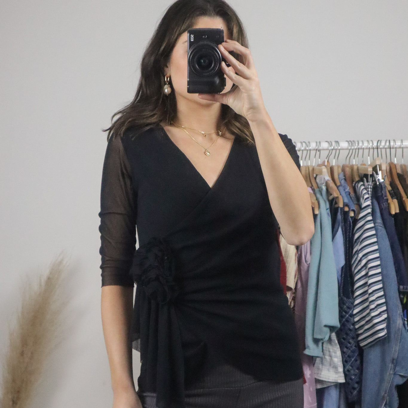 Vintage x Mesh Rosette Blouse (M)