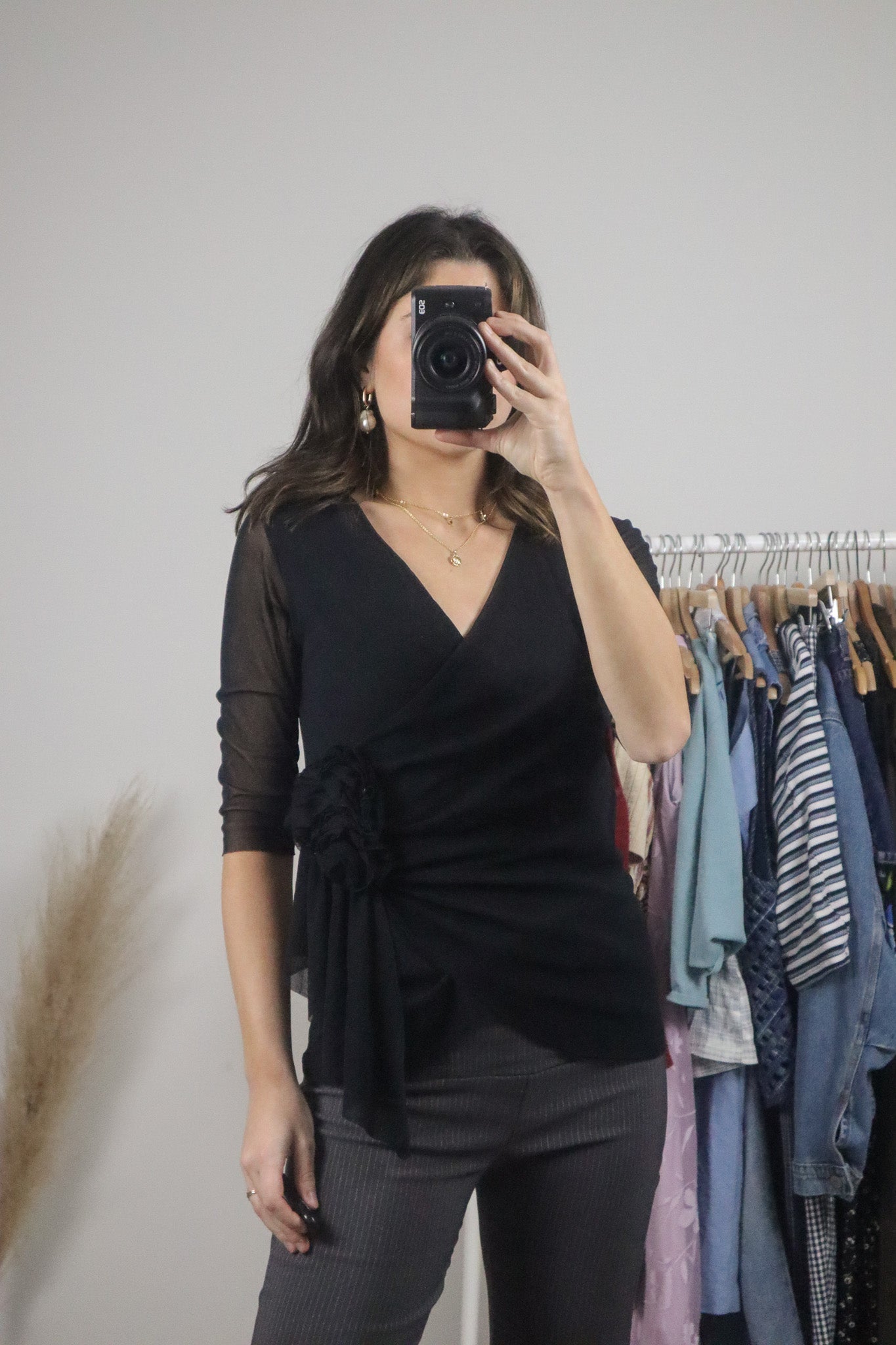 Vintage x Mesh Rosette Blouse (M)