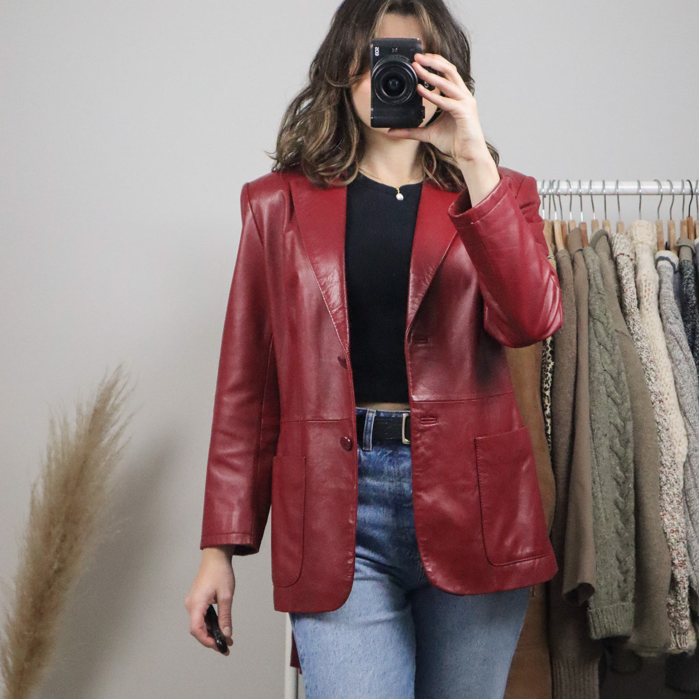 Vintage x Red Leather Blazer (S)