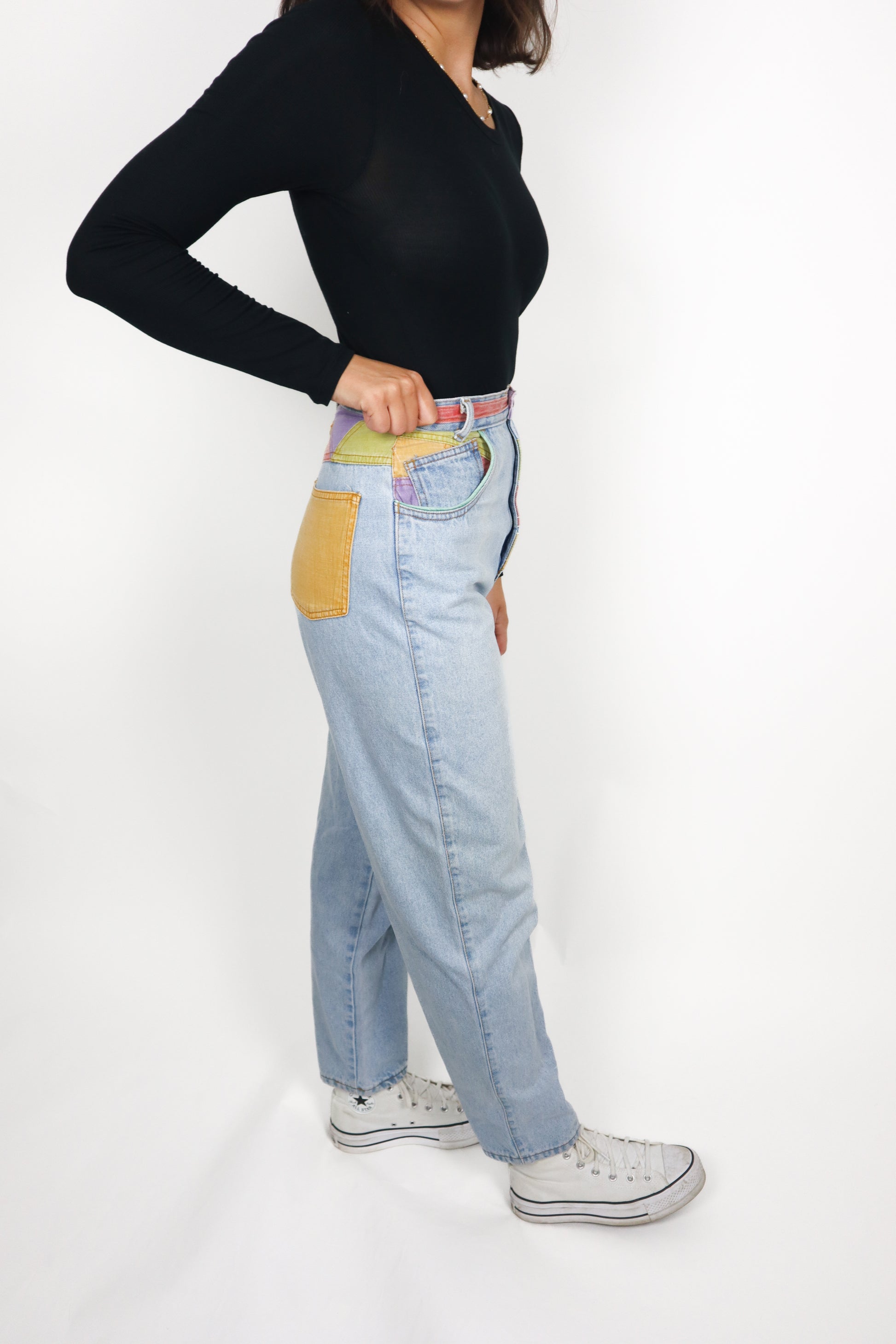 Made in Canada x Vintage x Colour Blocking Jeans (XS)