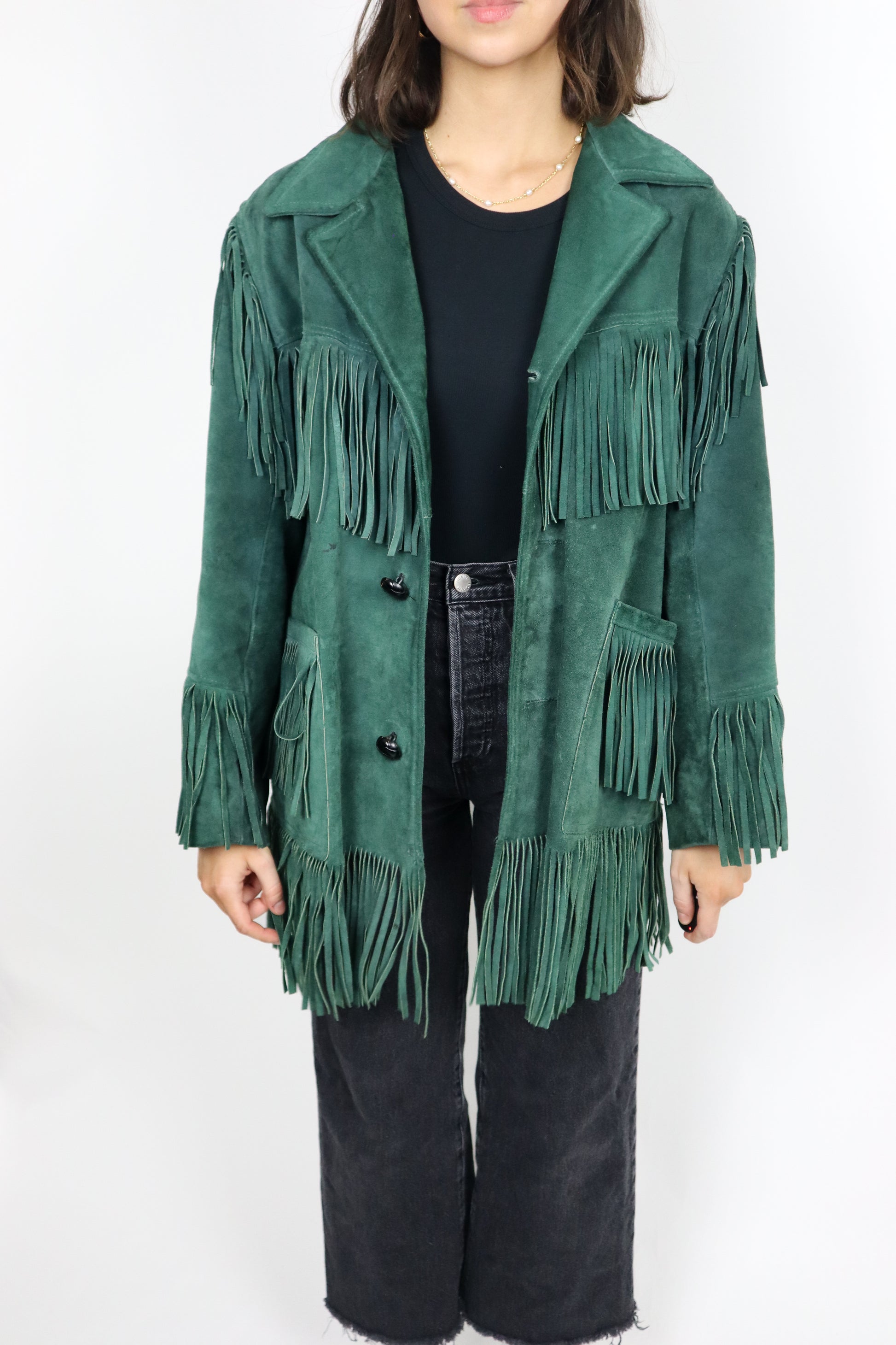 Made in Canada x Vintage 70s x Suede Fringe Jacket (S/M)