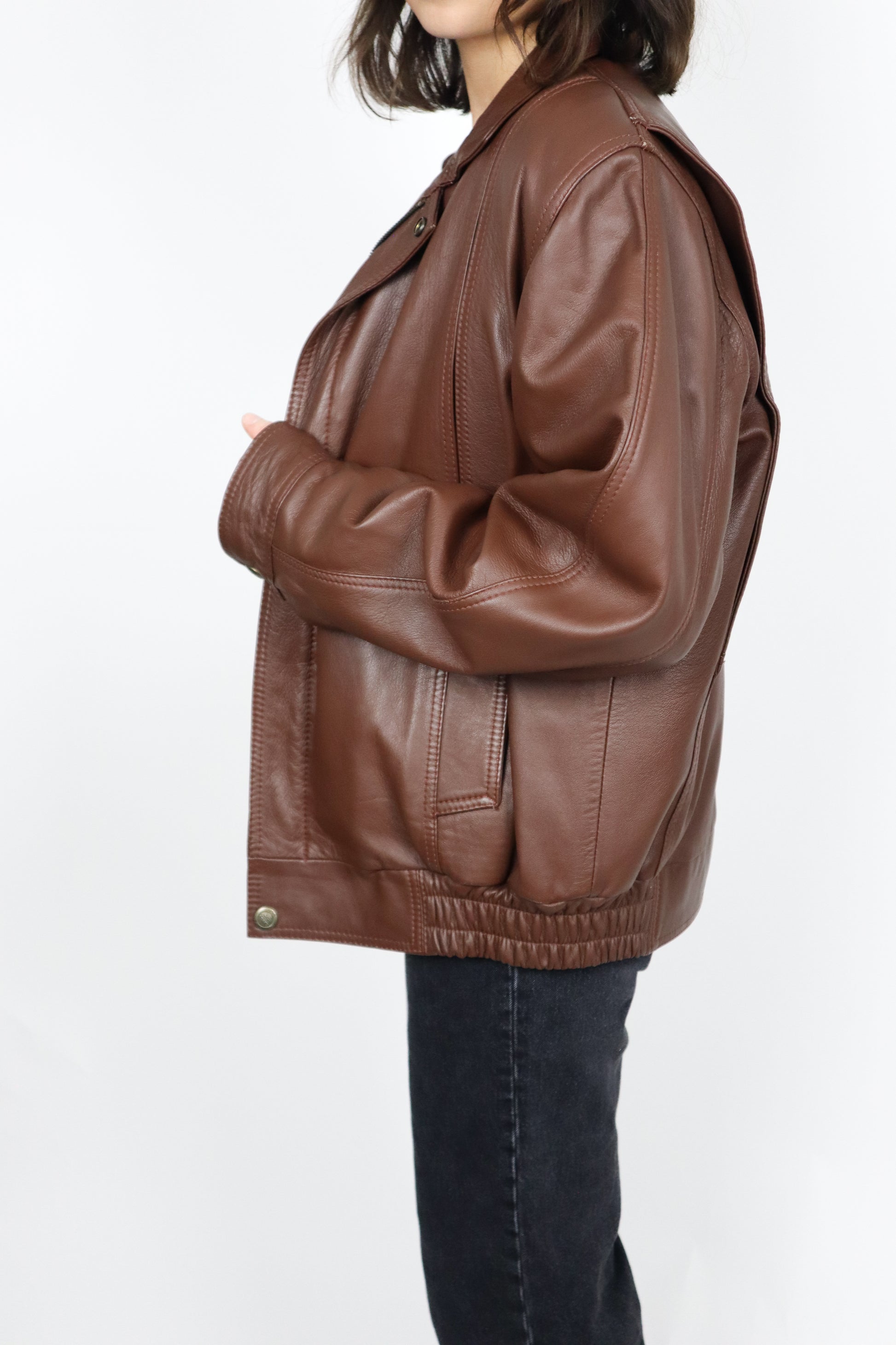 Vintage x Leather Bomber (S/M)