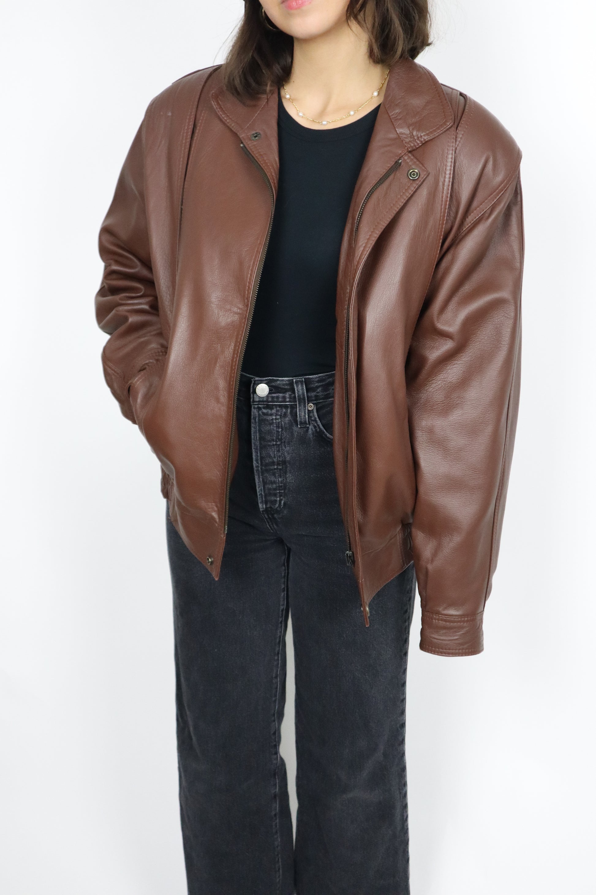 Vintage x Leather Bomber (S/M)