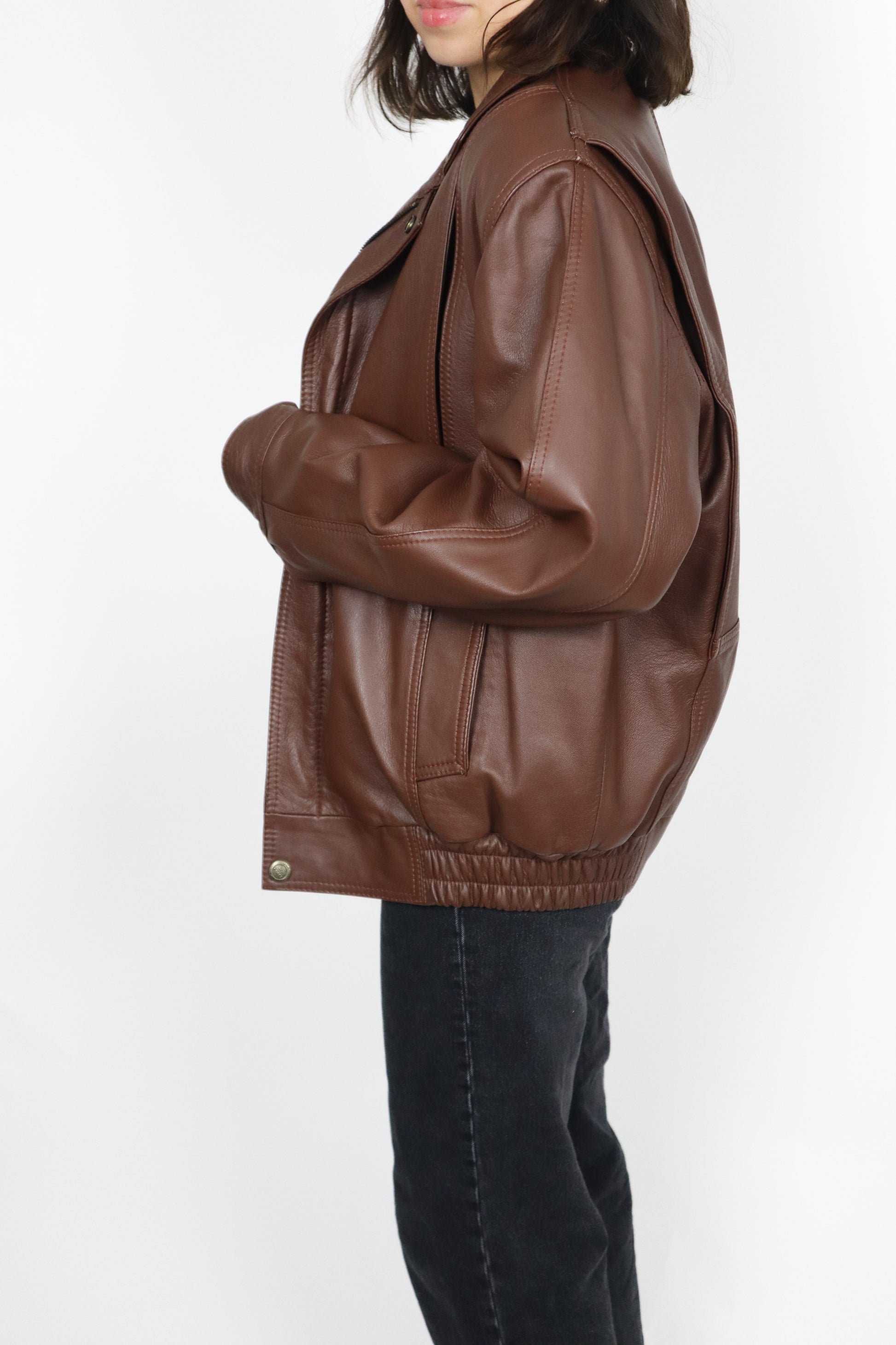 Vintage x Leather Bomber (S/M)