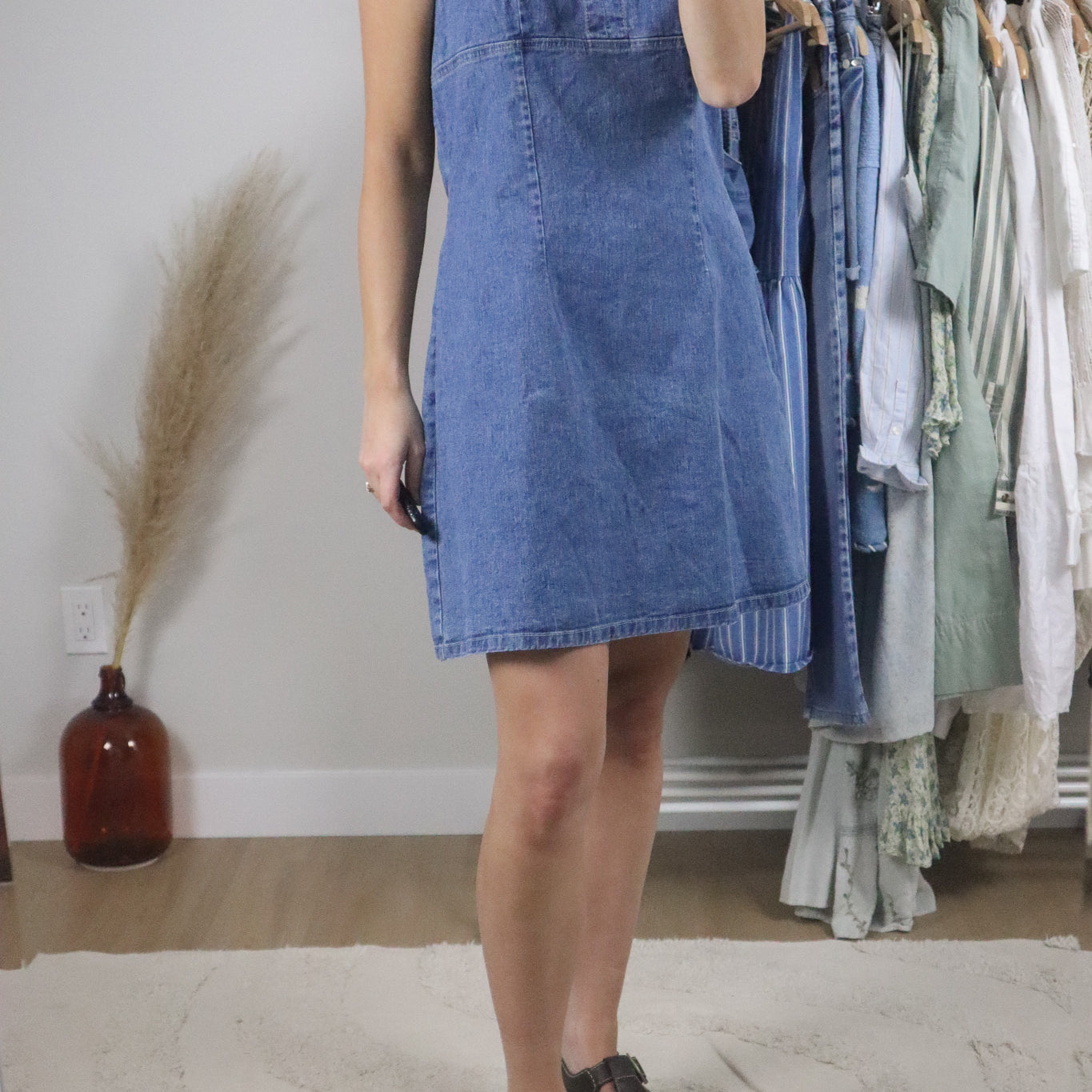 Made in Canada x Vintage x Halter Denim Midi Dress (M)