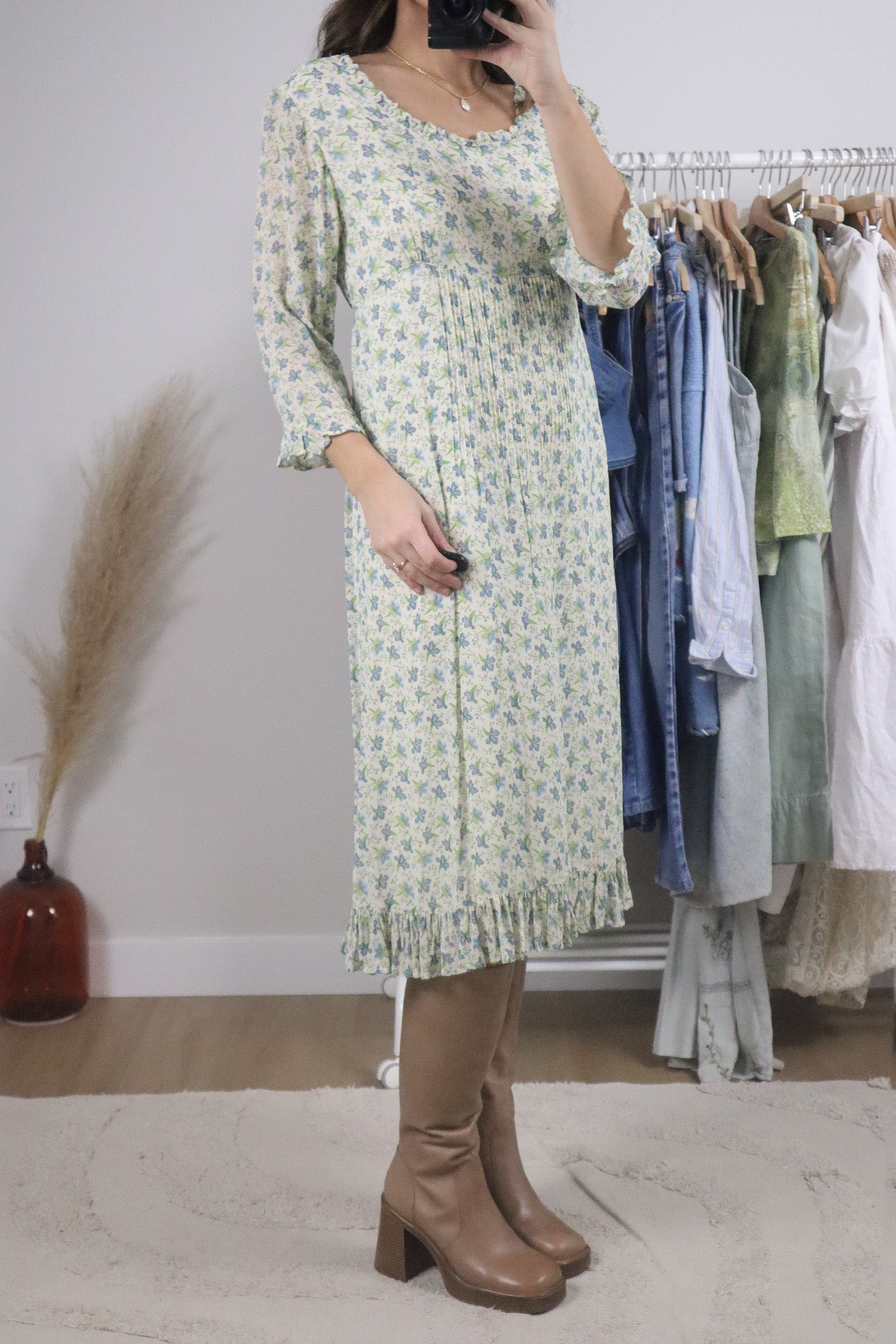 Vintage x April Cornell Mesh Floral Maxi Dress (S)