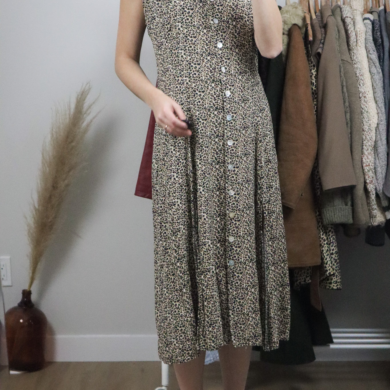 Vintage x Maxi Button Down Cheetah Print Dress (14)
