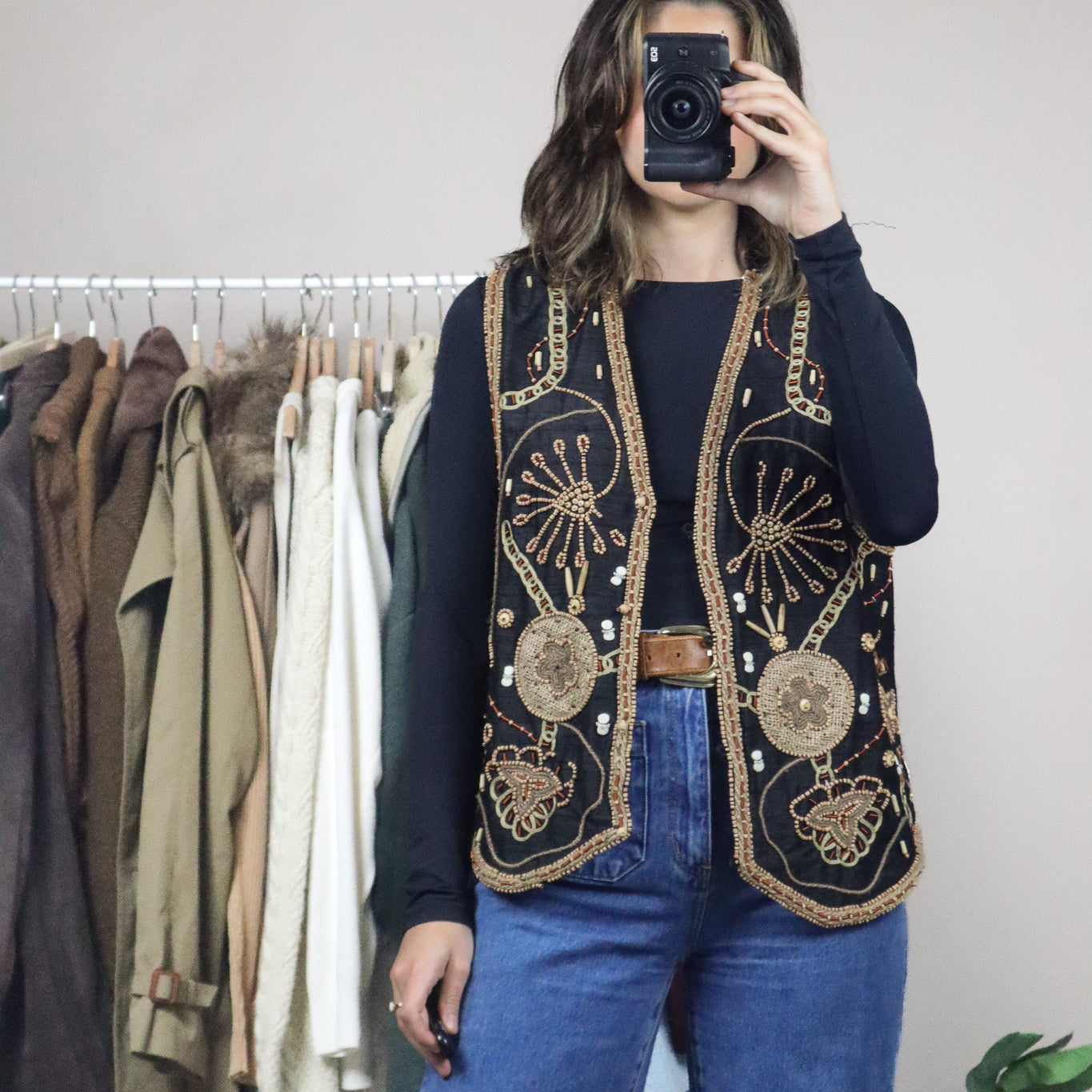 Vintage x Silk Beaded Vest (M)