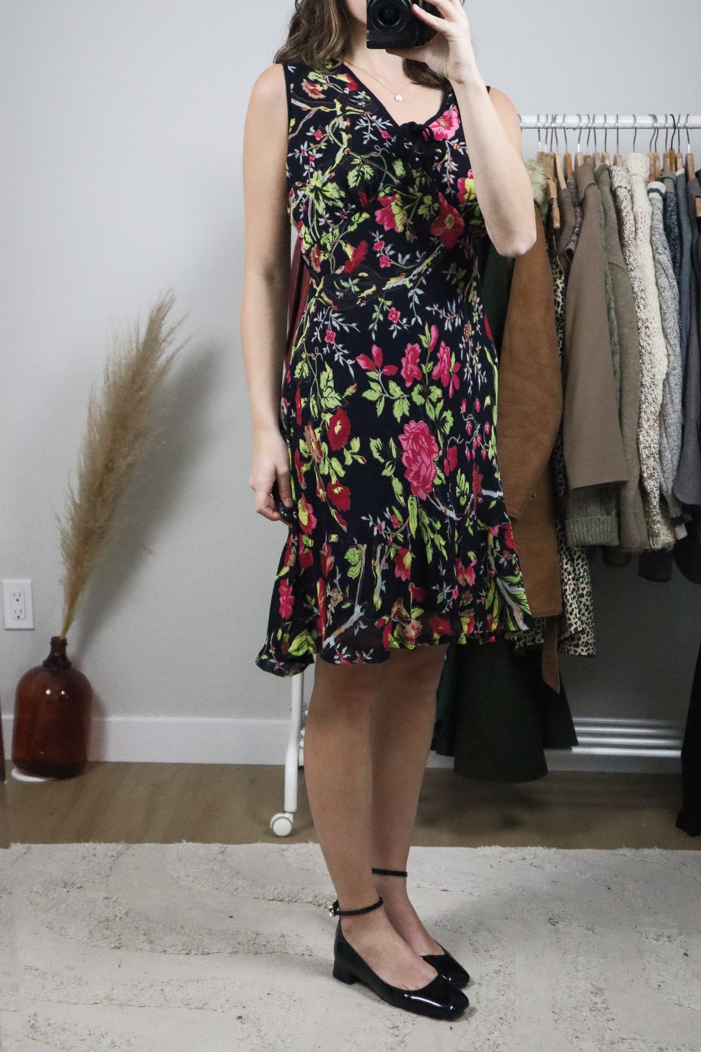 Vintage x Floral Midi Dress (L)