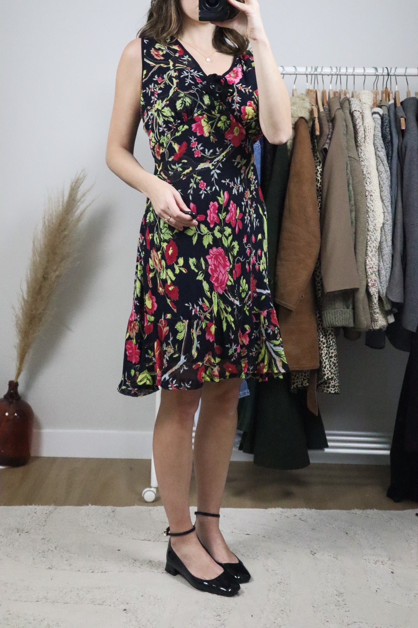 Vintage x Floral Midi Dress (L)