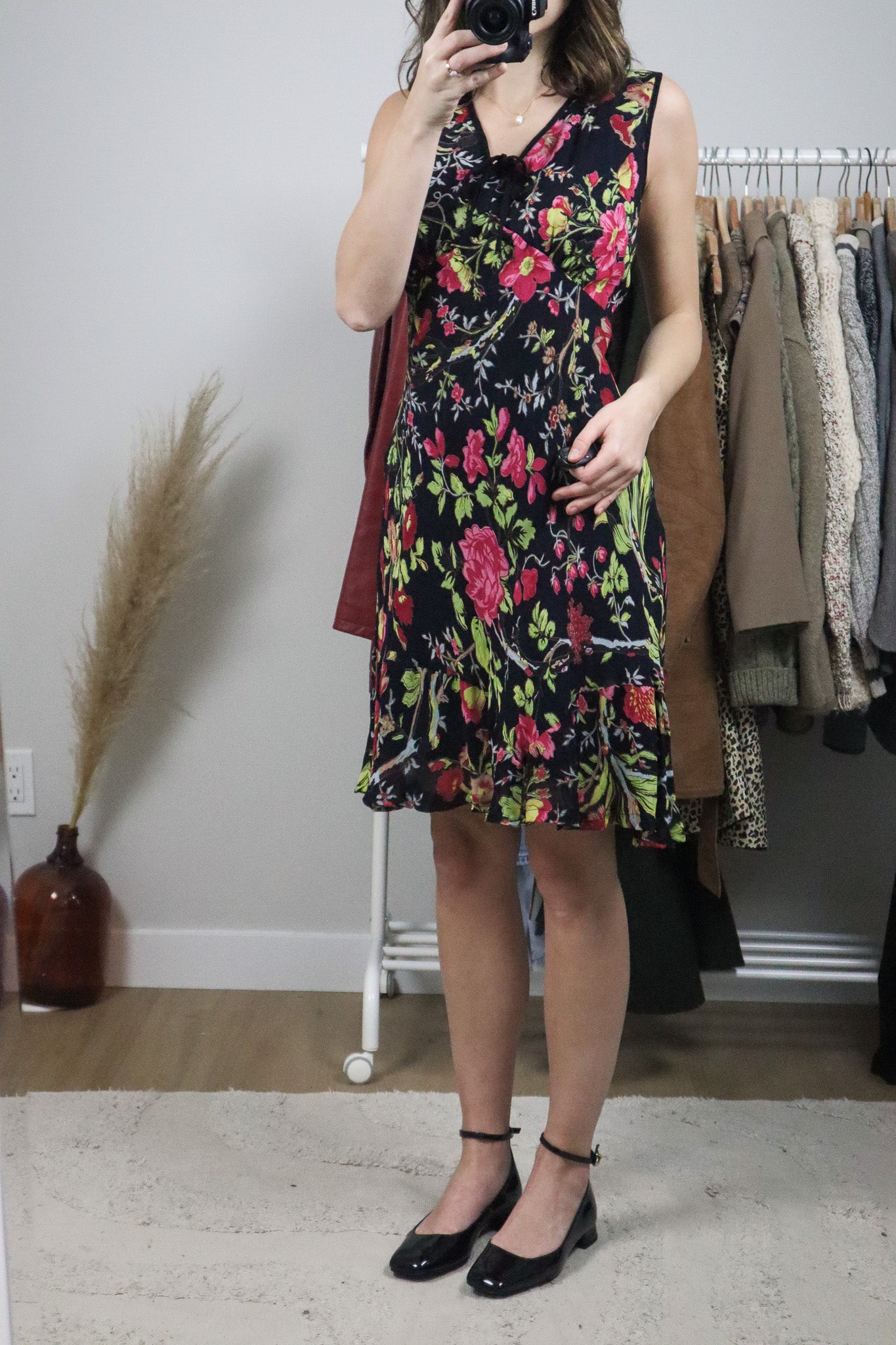 Vintage x Floral Midi Dress (L)