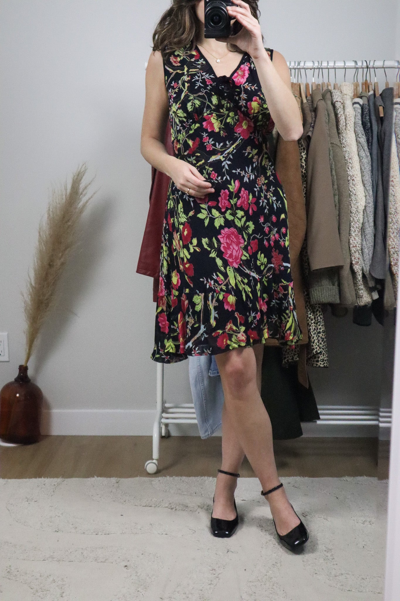 Vintage x Floral Midi Dress (L)