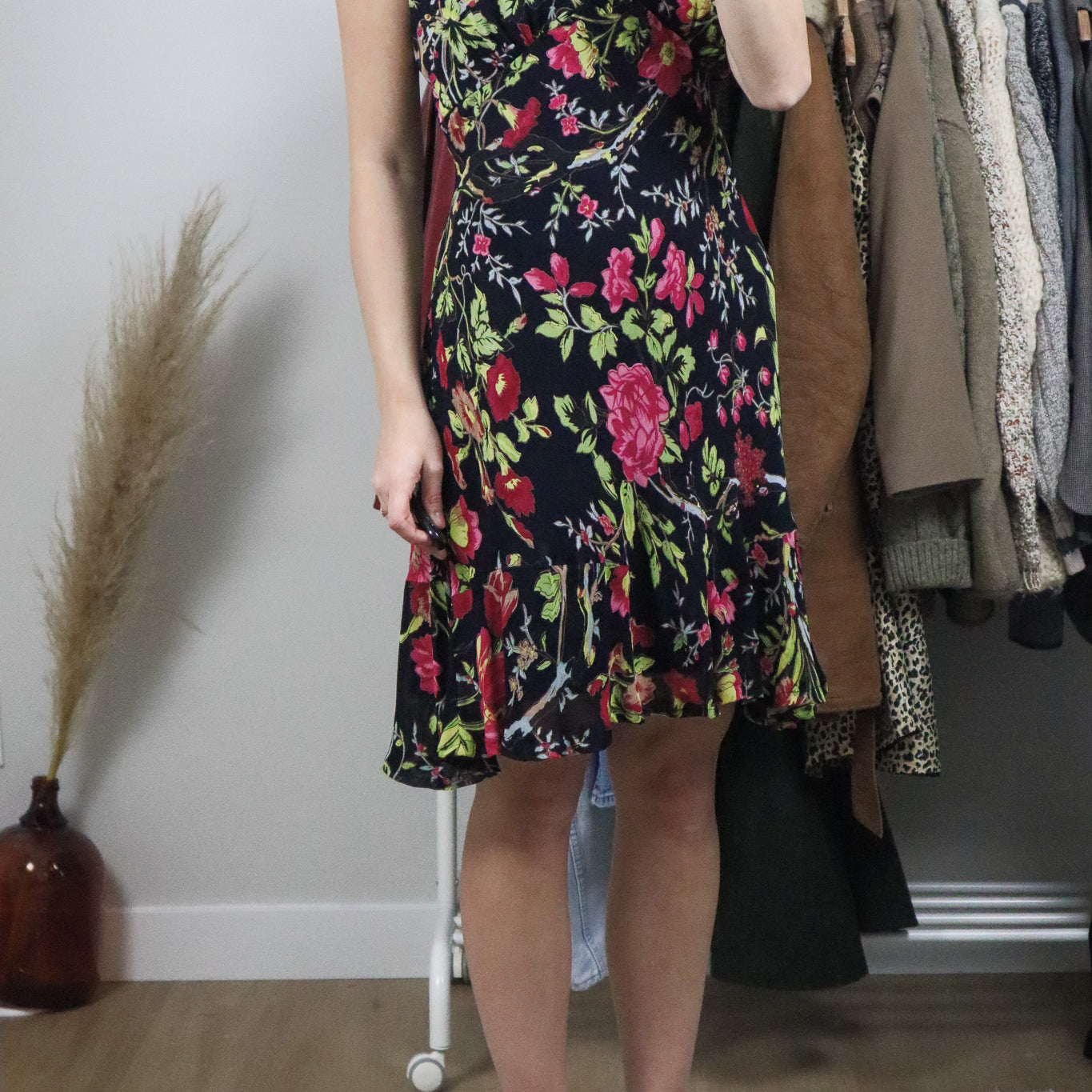 Vintage x Floral Midi Dress (L)
