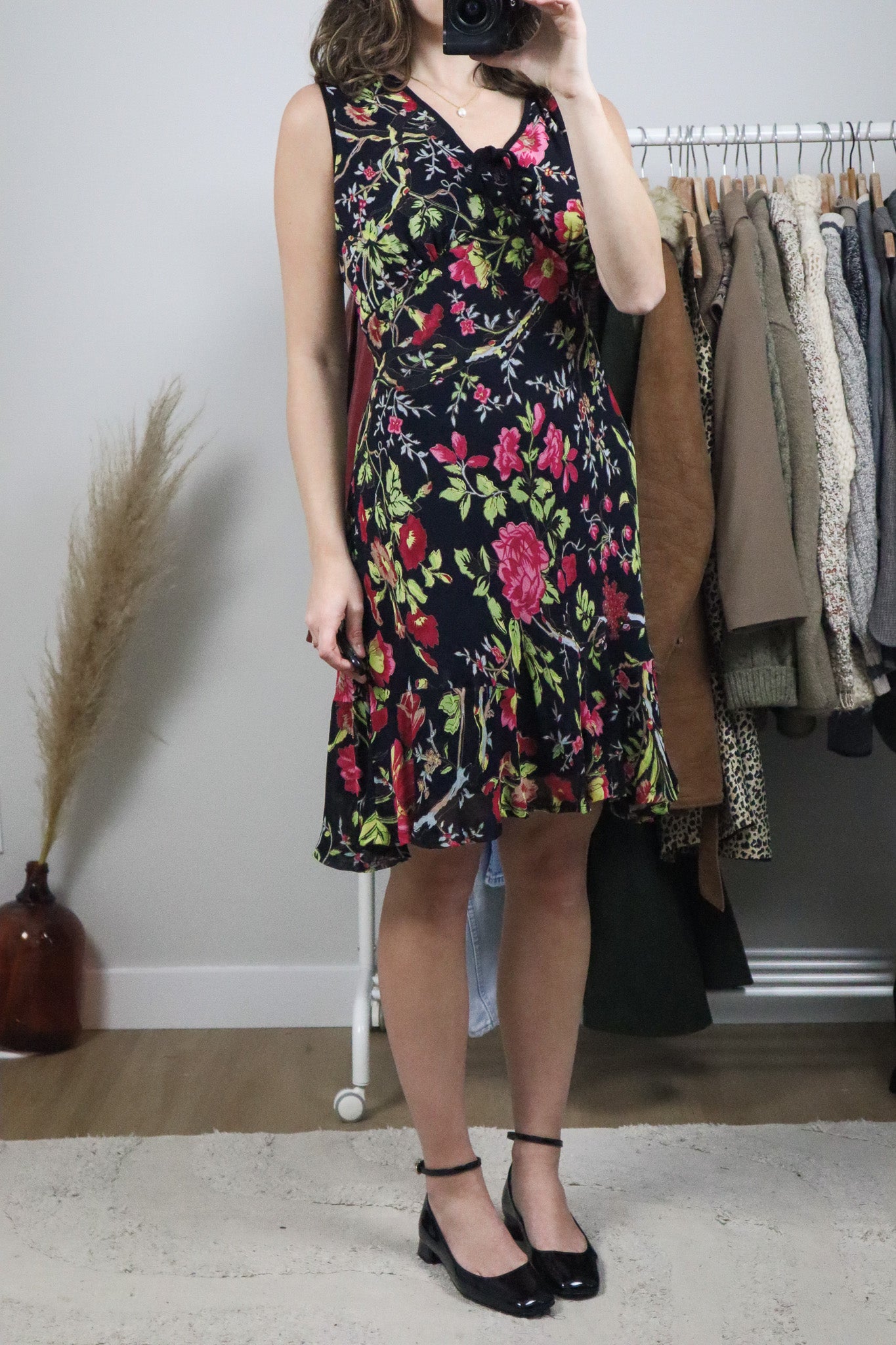 Vintage x Floral Midi Dress (L)