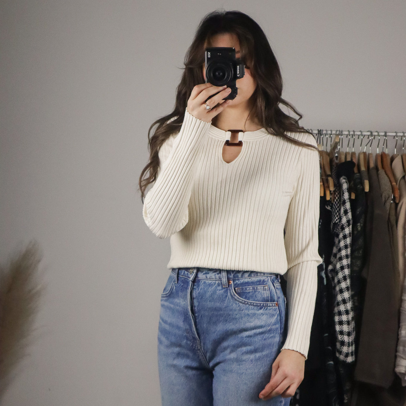 Vintage x Silk Blend Long-Sleeve Top (S/M)