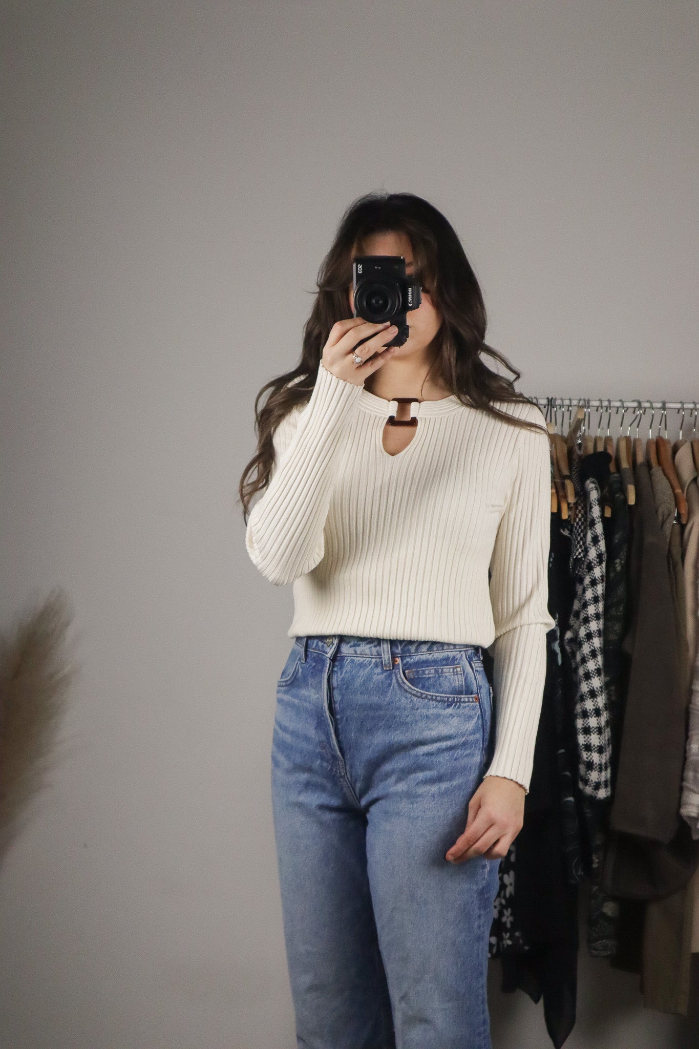 Vintage x Silk Blend Long-Sleeve Top (S/M)