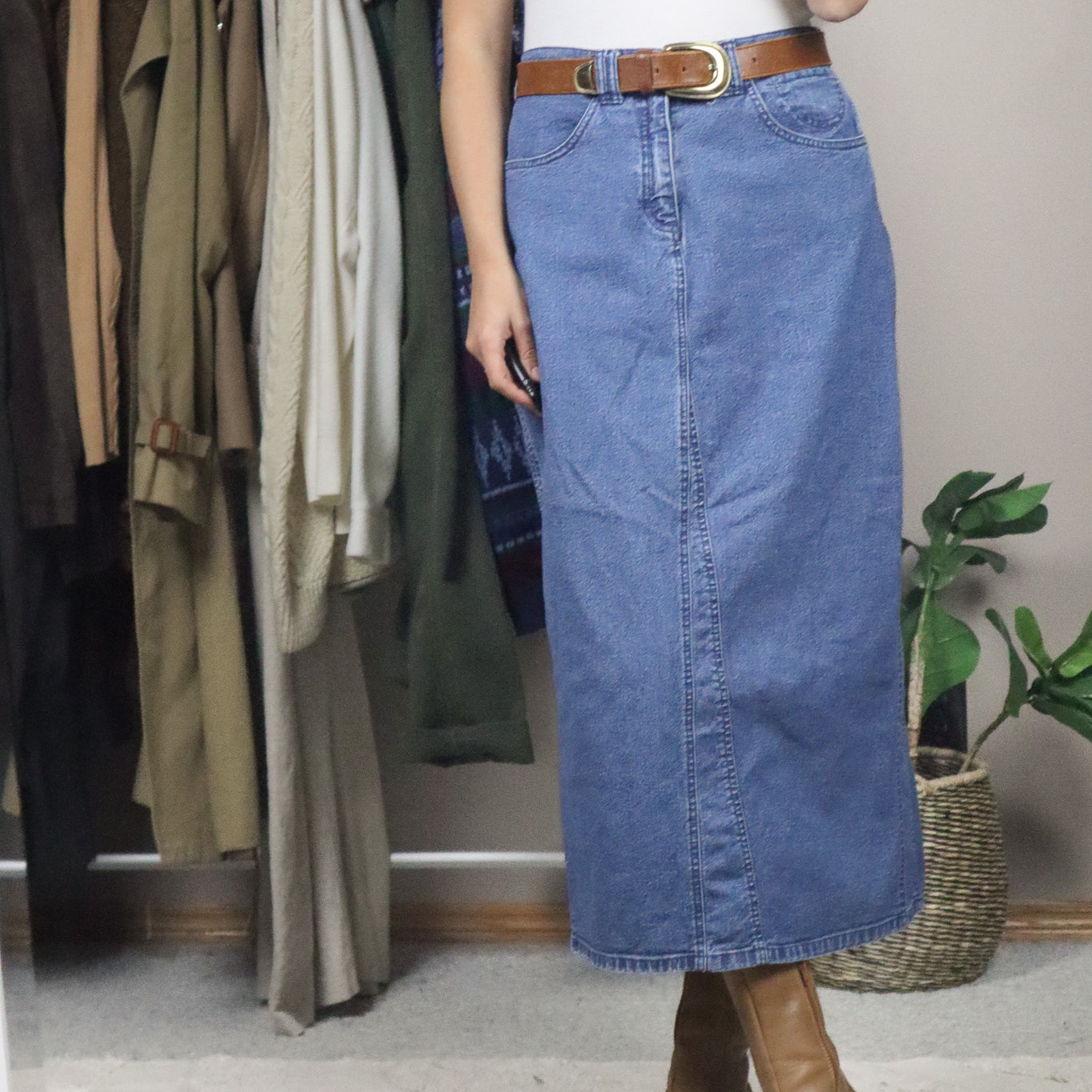 Vintage x Denim Midi Skirt (8/10)