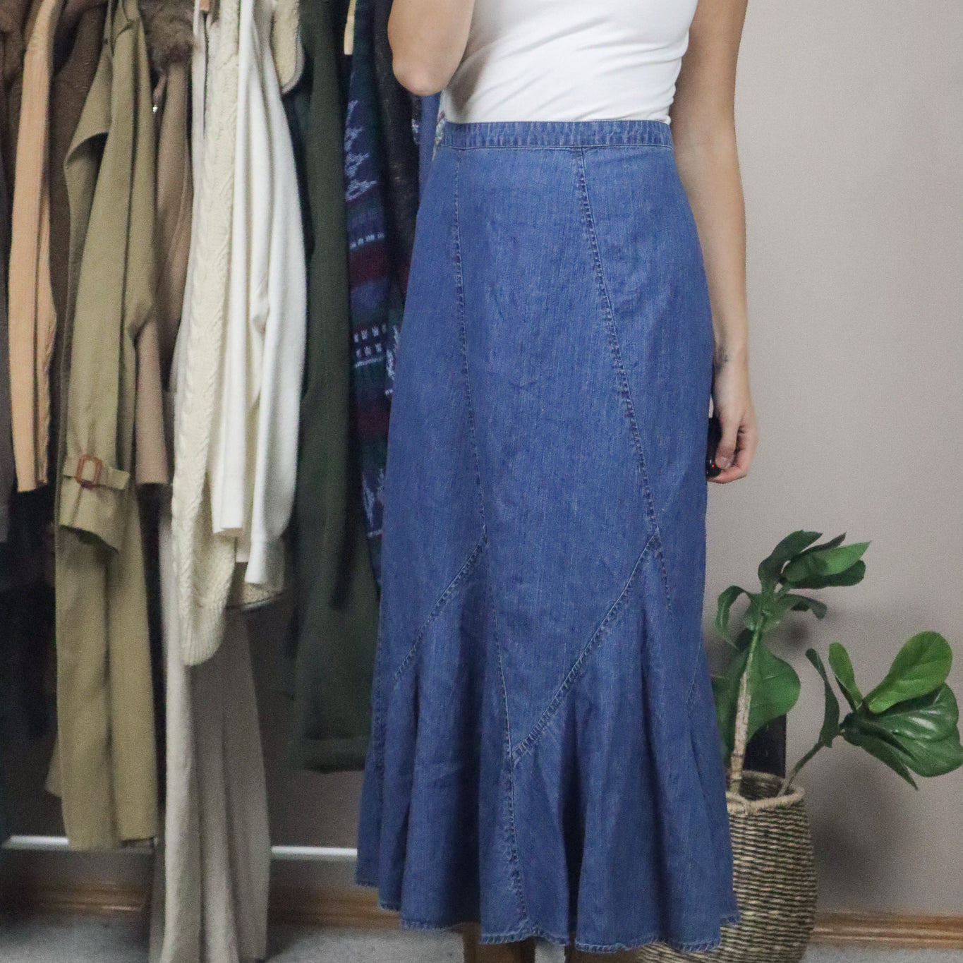 Vintage x Denim Midi Skirt (16/18)
