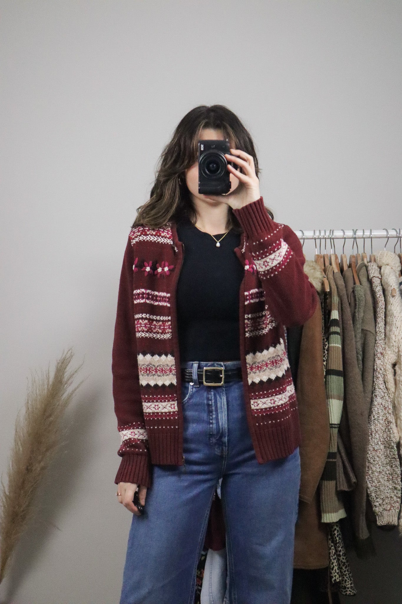Vintage x Embroidered Zip Up Sweater (S)