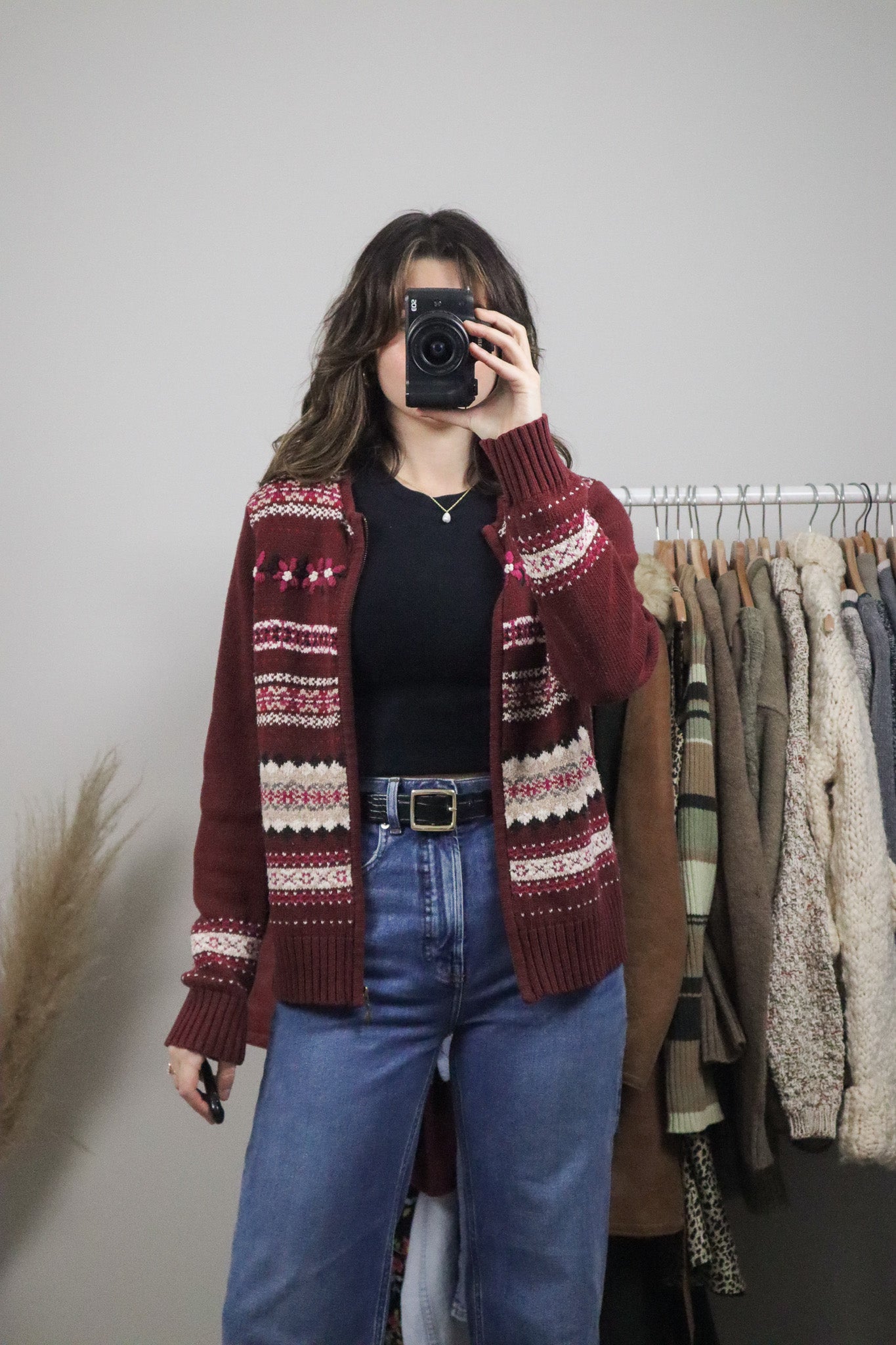 Vintage x Embroidered Zip Up Sweater (S)