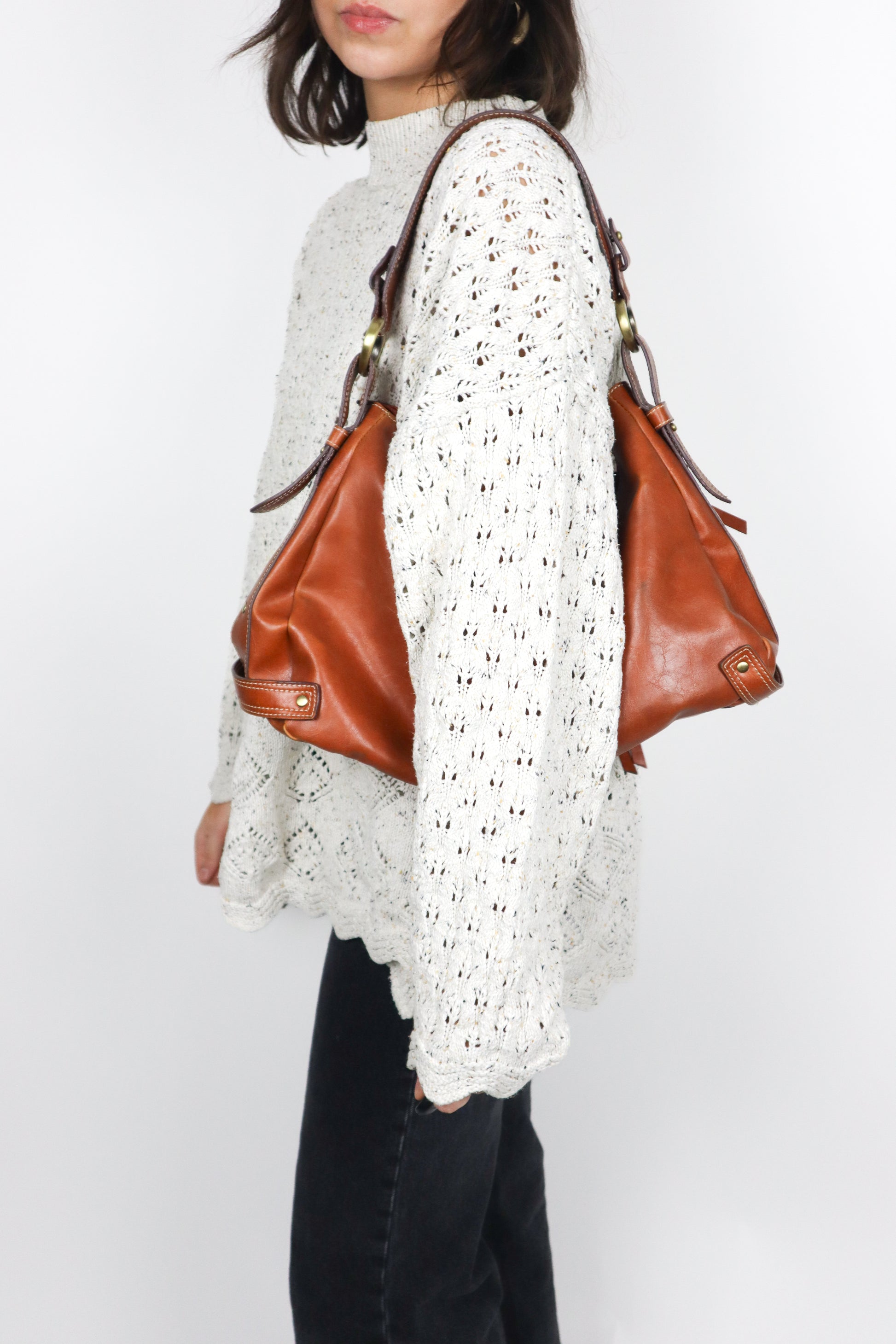 Vintage x Faux Leather Hobo Bag