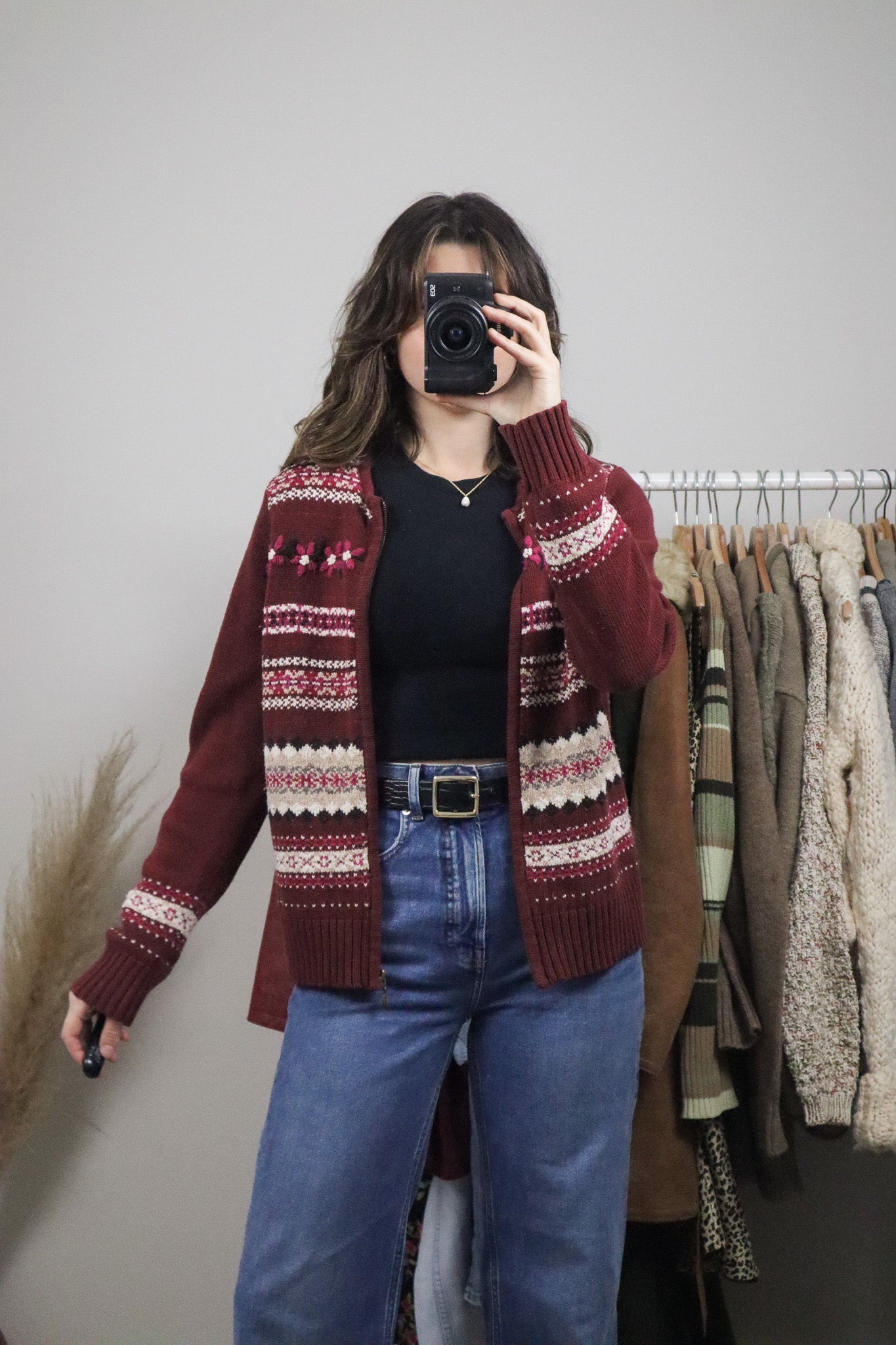 Vintage x Embroidered Zip Up Sweater (S)