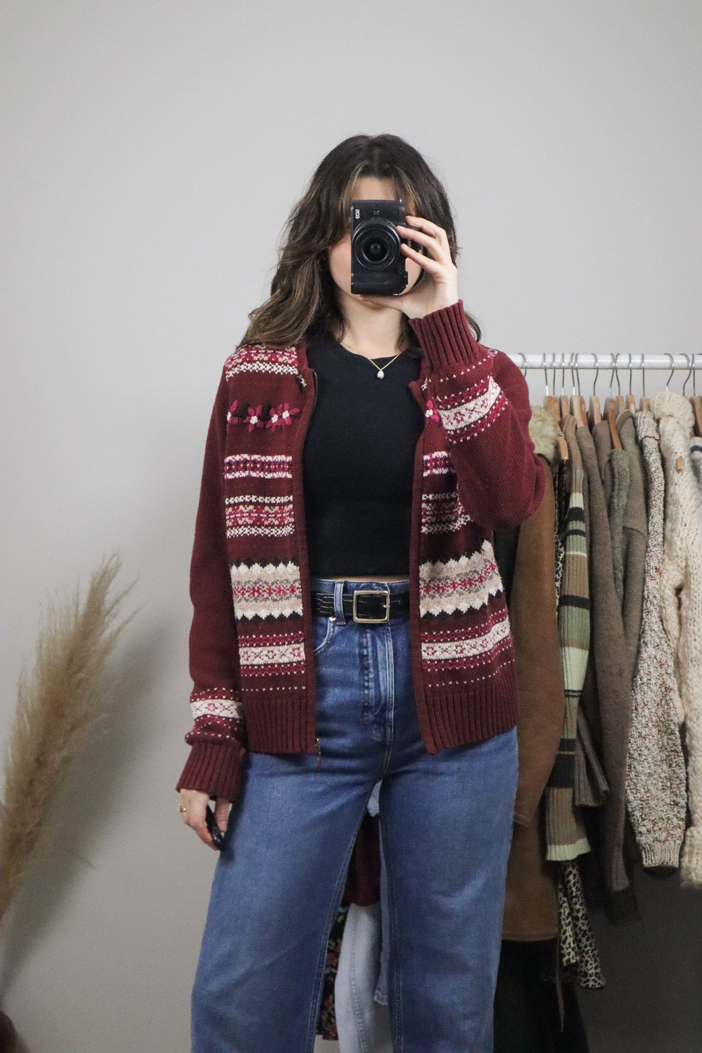 Vintage x Embroidered Zip Up Sweater (S)