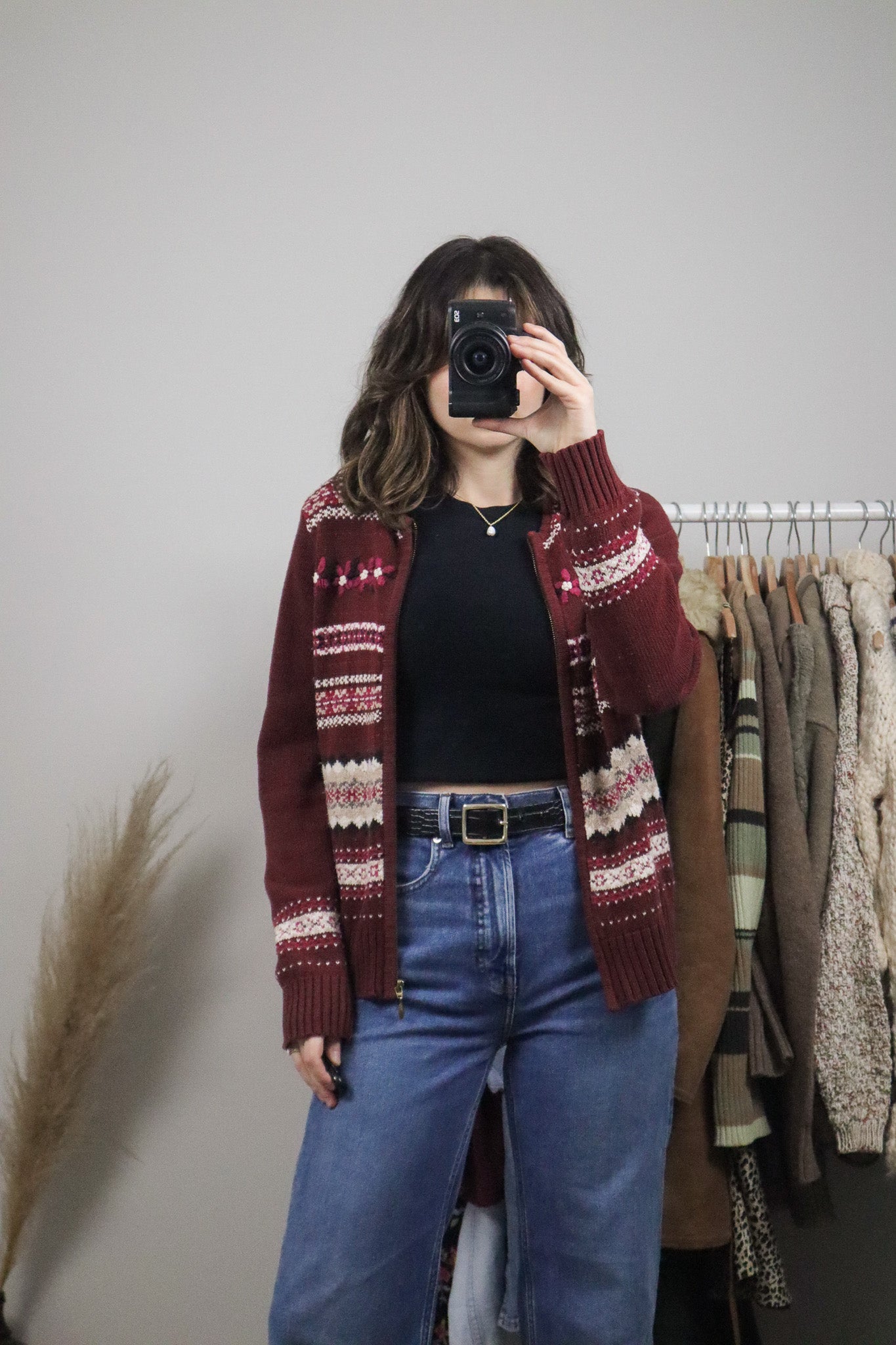Vintage x Embroidered Zip Up Sweater (S)