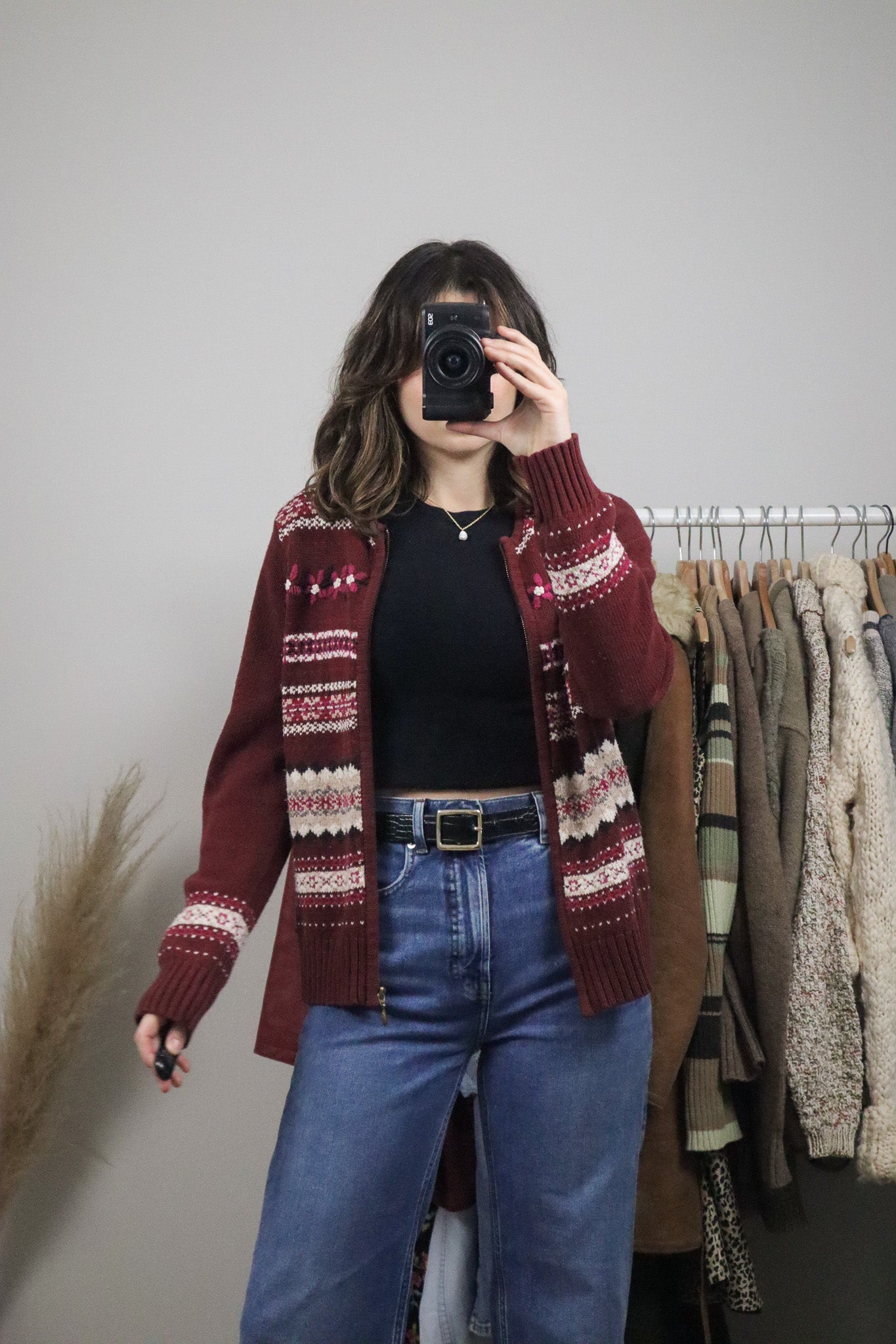 Vintage x Embroidered Zip Up Sweater (S)