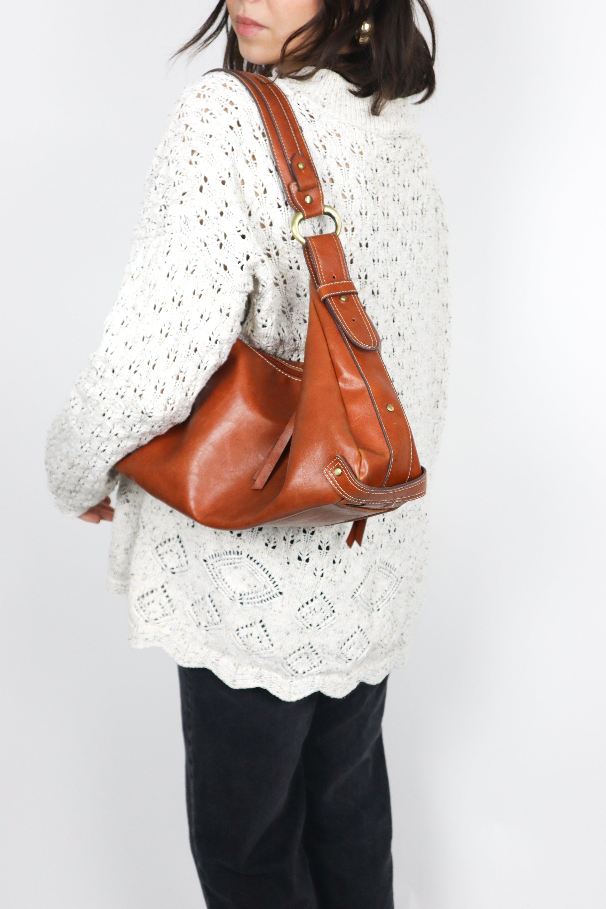 Vintage x Faux Leather Hobo Bag