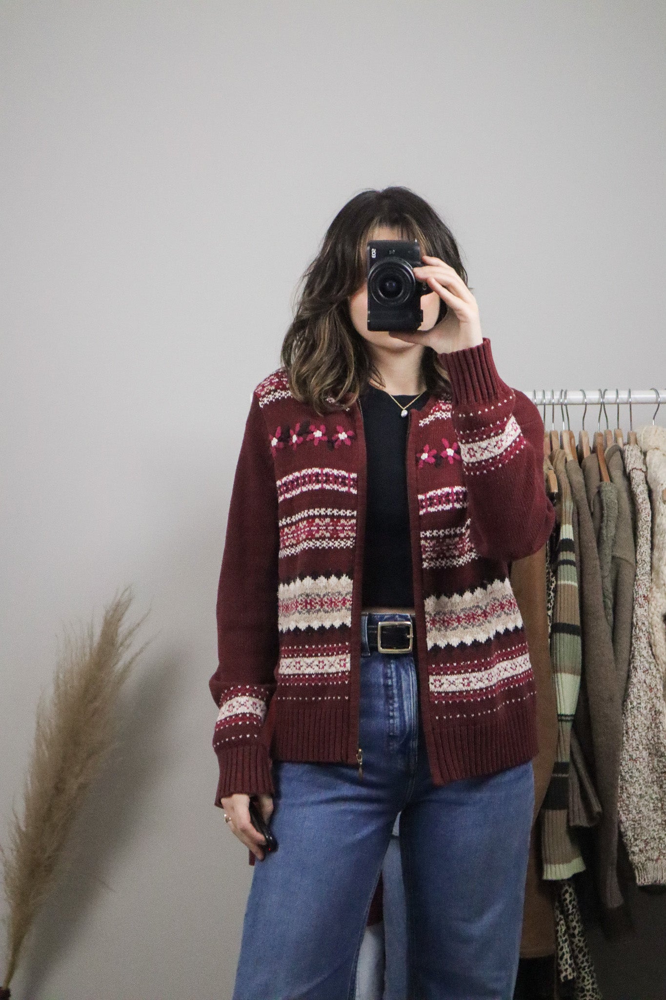 Vintage x Embroidered Zip Up Sweater (S)