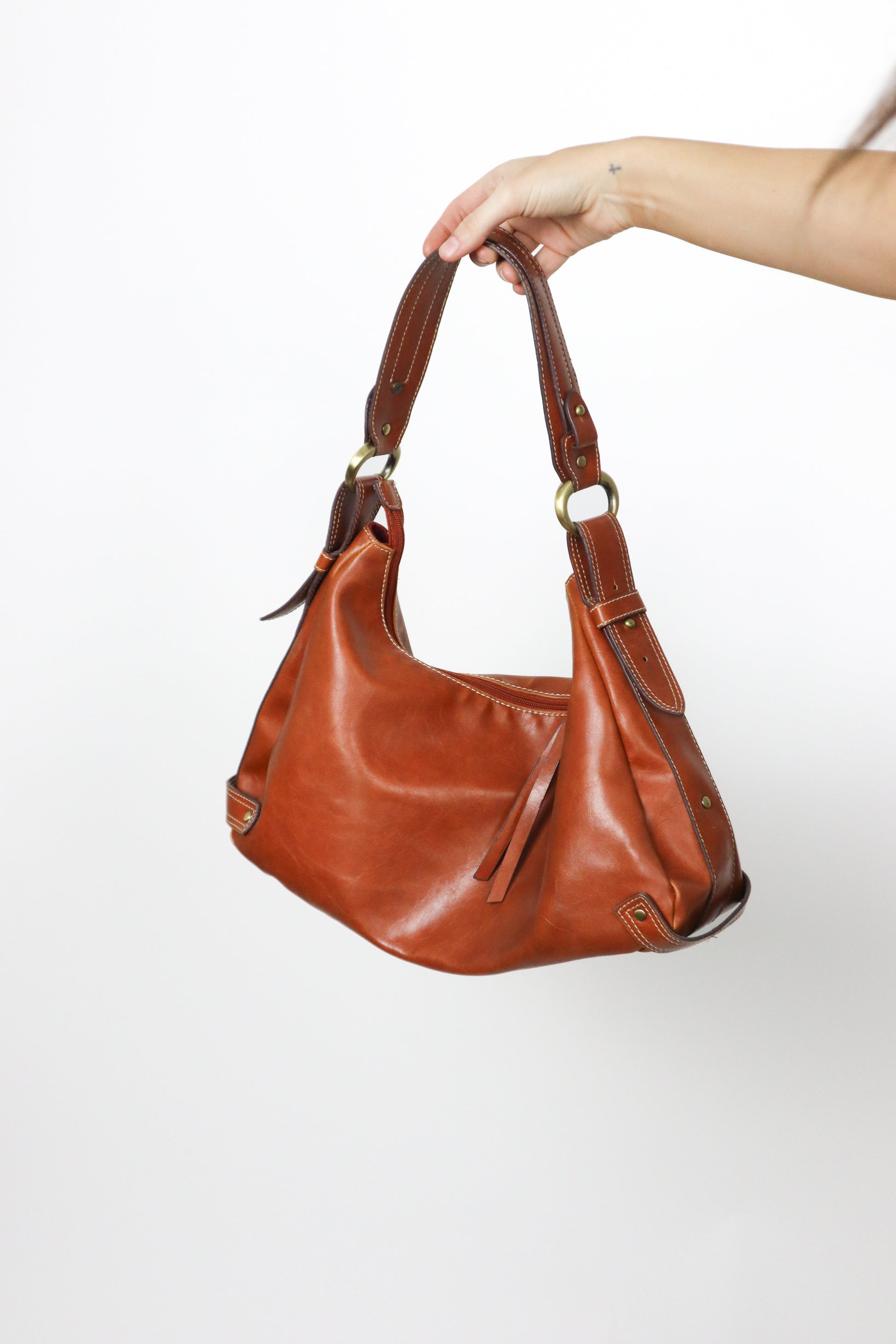 Vintage x Faux Leather Hobo Bag