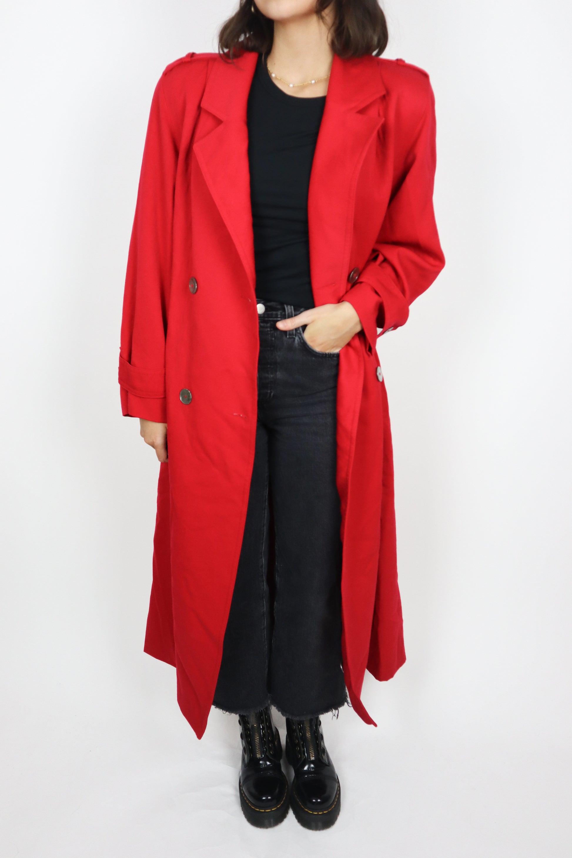 Vintage x Wool Trench Coat (L)