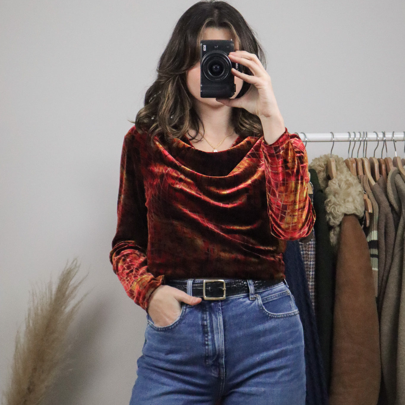 Vintage x Velvet Cowl Neck Long Sleeve (L)