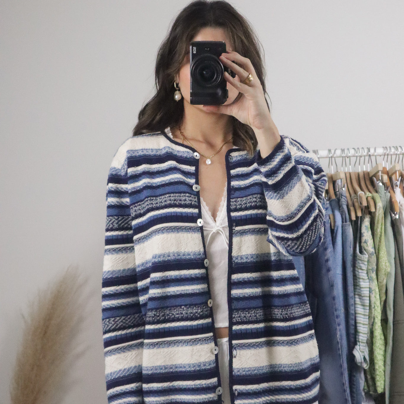 Vintage x Striped Cardigan (L)