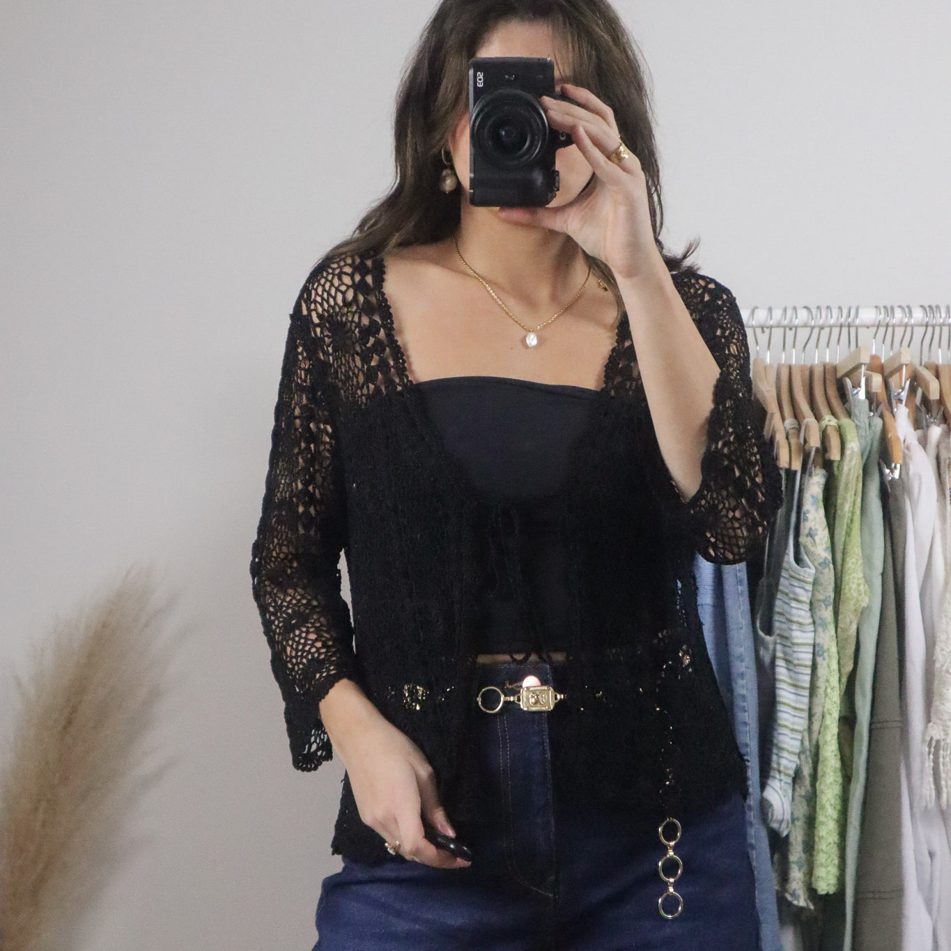 Vintage x Crochet Tie Cardigan (M/L)
